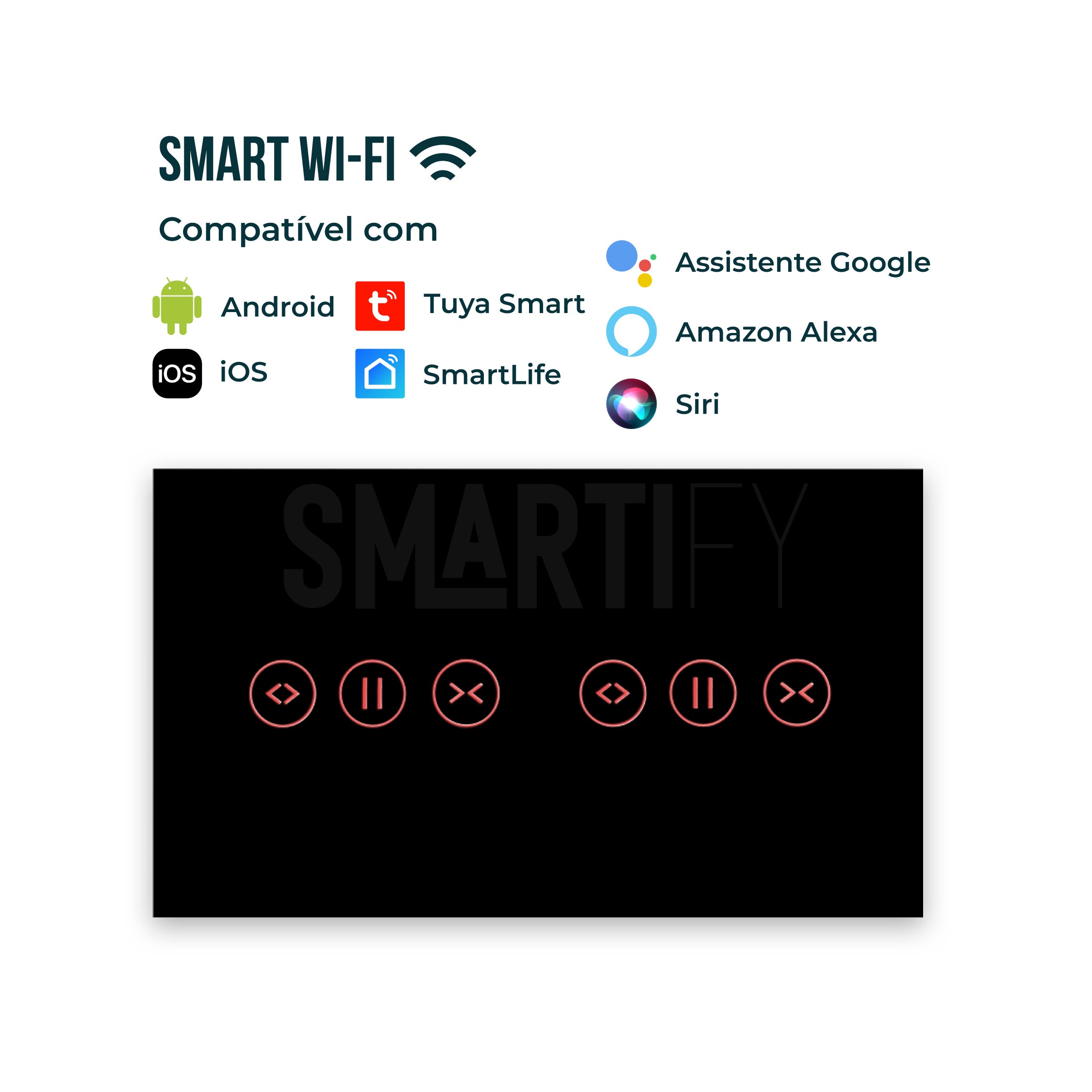 Interruptor de Estores Duplo Inteligente WiFi Smartify - Preto - Smartify - Casa Inteligente - Smart Home - Domotica - Casas Inteligentes