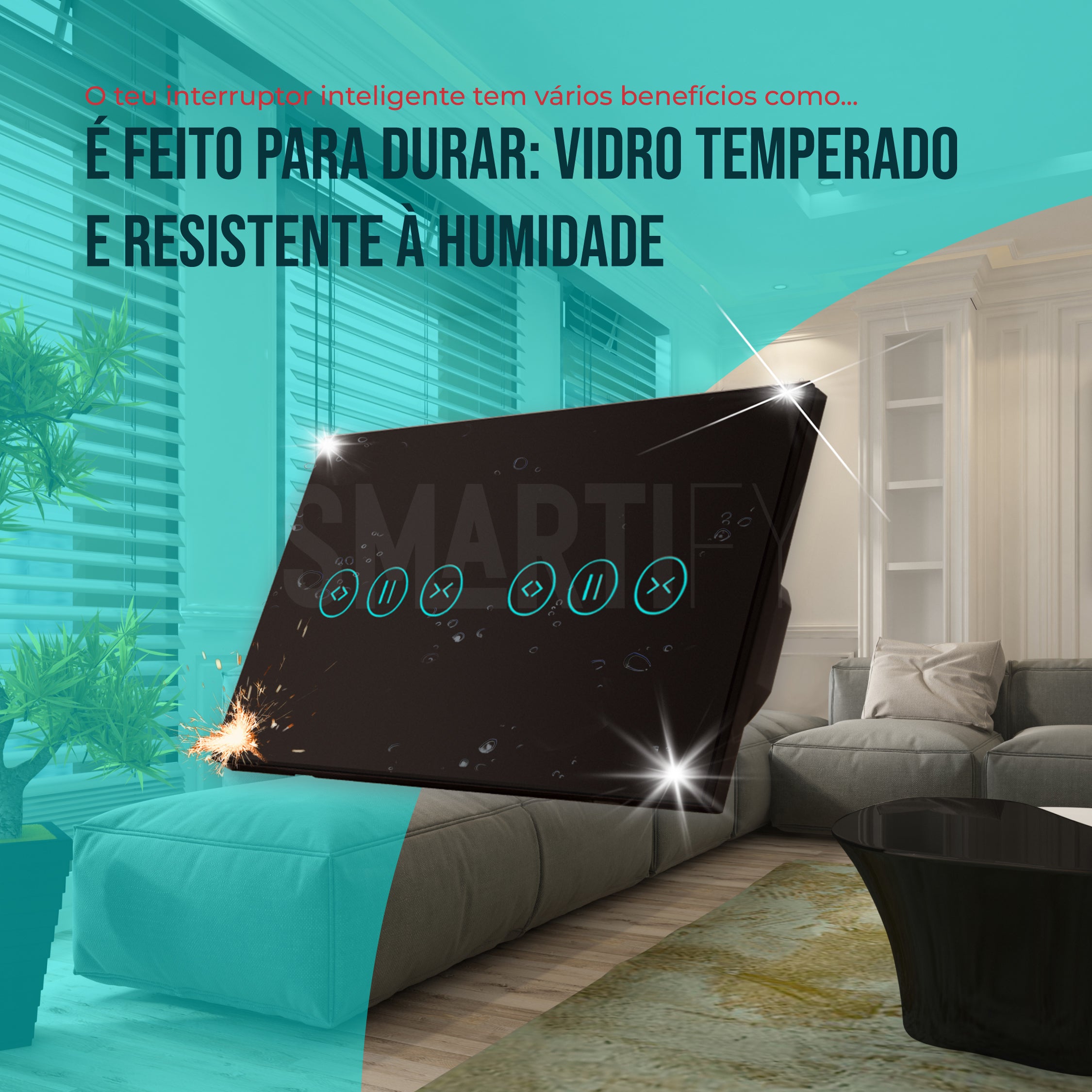 Interruptor de Estores Duplo Inteligente WiFi Smartify - Preto - Smartify - Casa Inteligente - Smart Home - Domotica - Casas Inteligentes