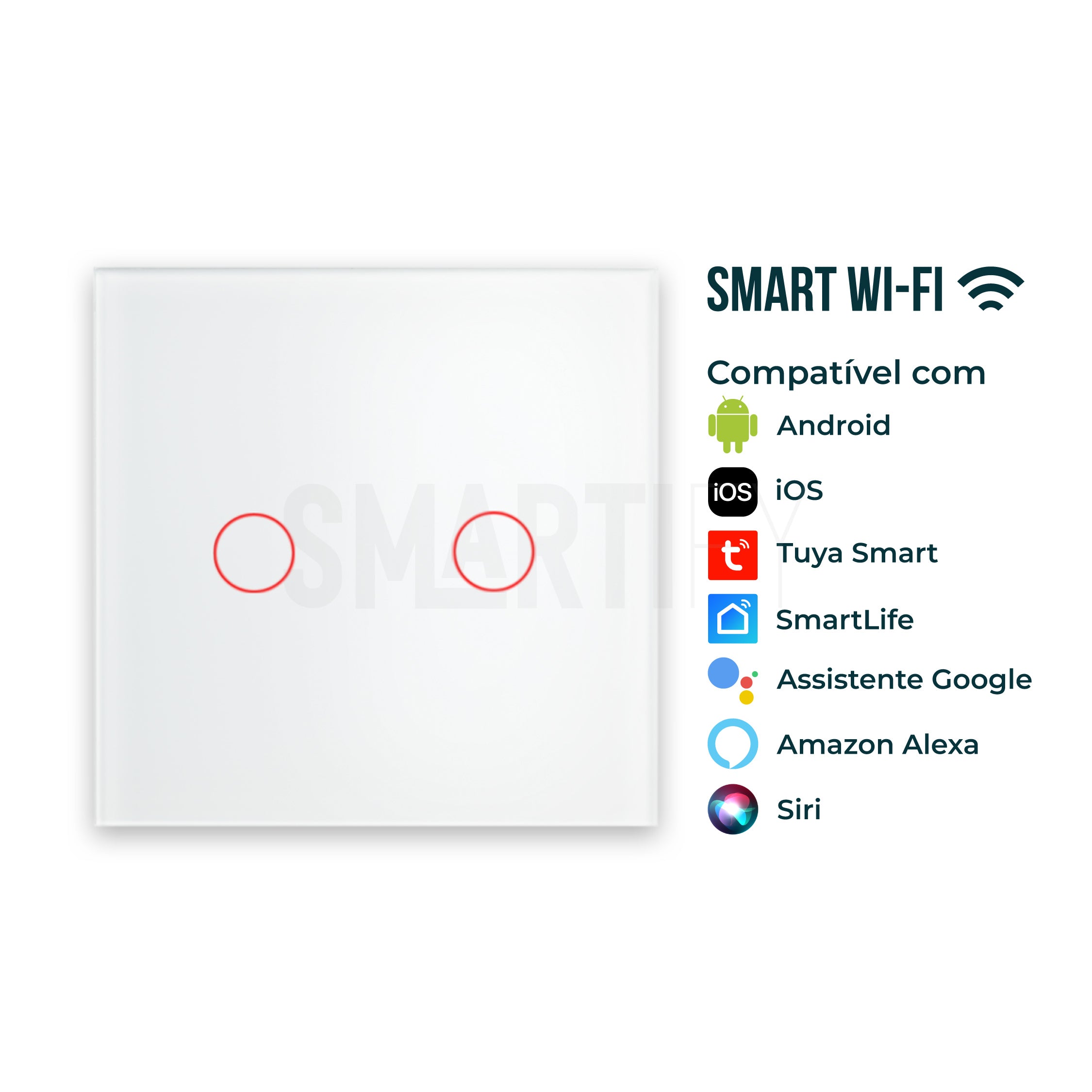 Interruptor Inteligente de Luz WiFi 2 botões Smartify - Branco - Smartify - Casa Inteligente - Smart Home - Domotica - Casas Inteligentes