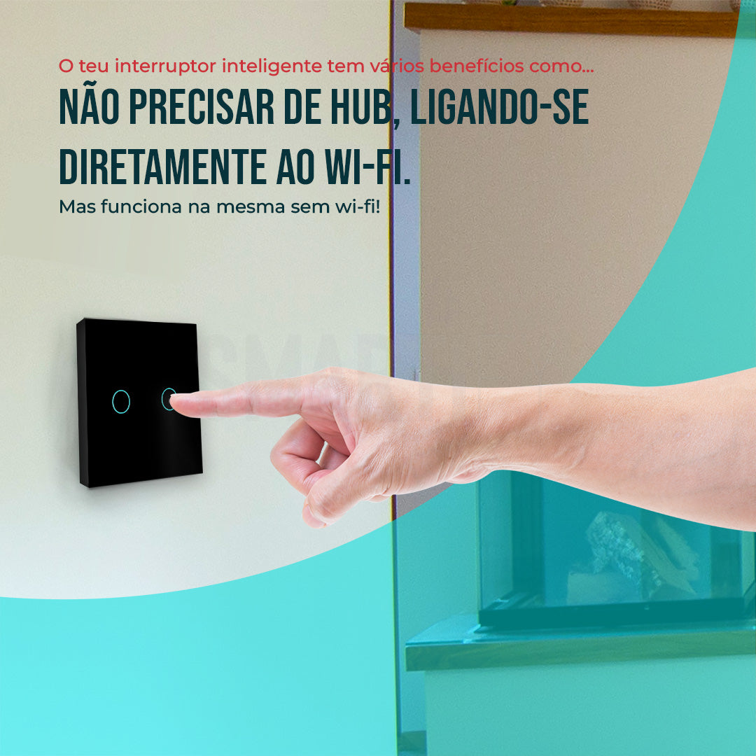 Interruptor Inteligente de Luz WiFi 2 botões Smartify - Preto - Smartify - Casa Inteligente - Smart Home - Domotica - Casas Inteligentes