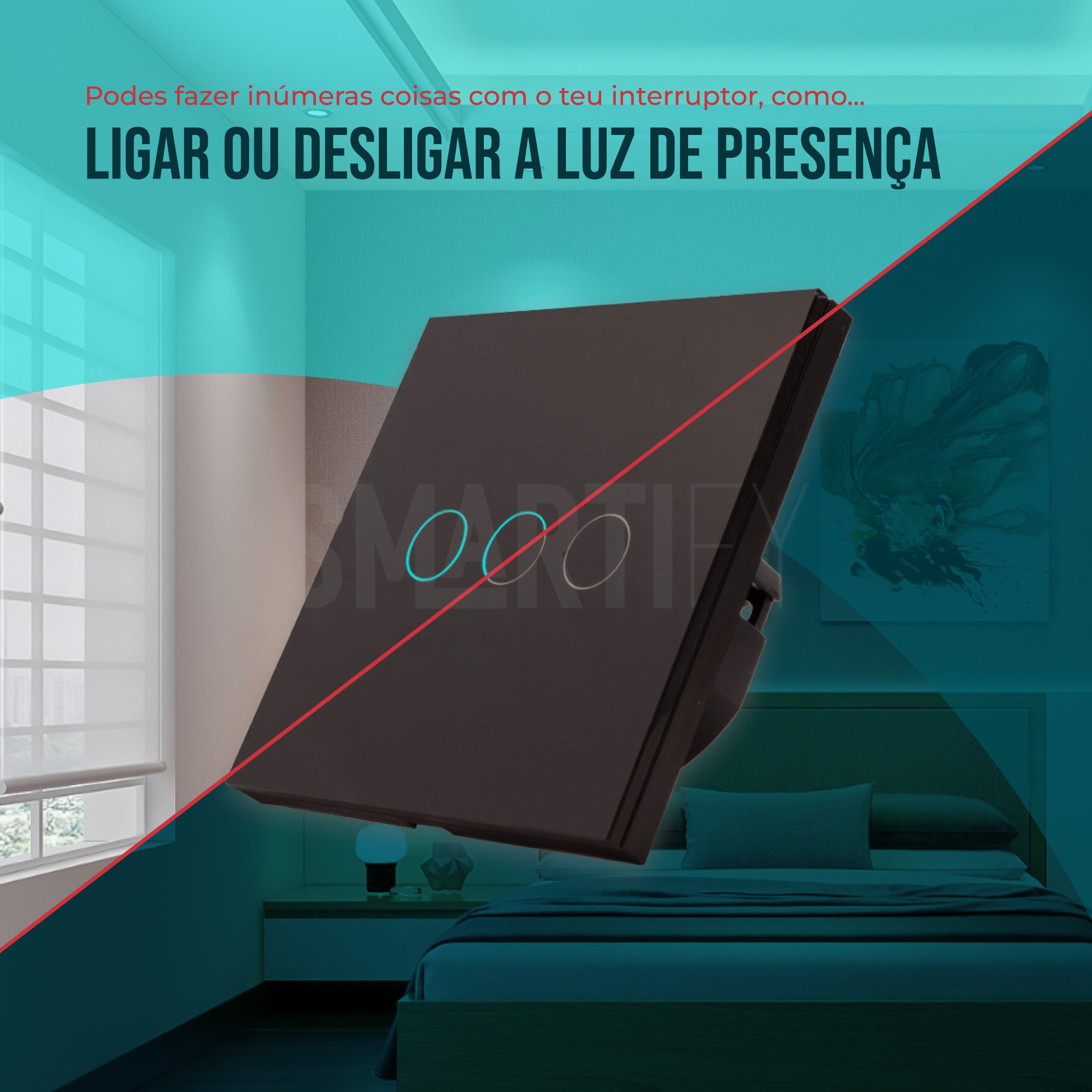 Interruptor Inteligente de Luz WiFi 3 botões Smartify - Preto - Smartify - Casa Inteligente - Smart Home - Domotica - Casas Inteligentes
