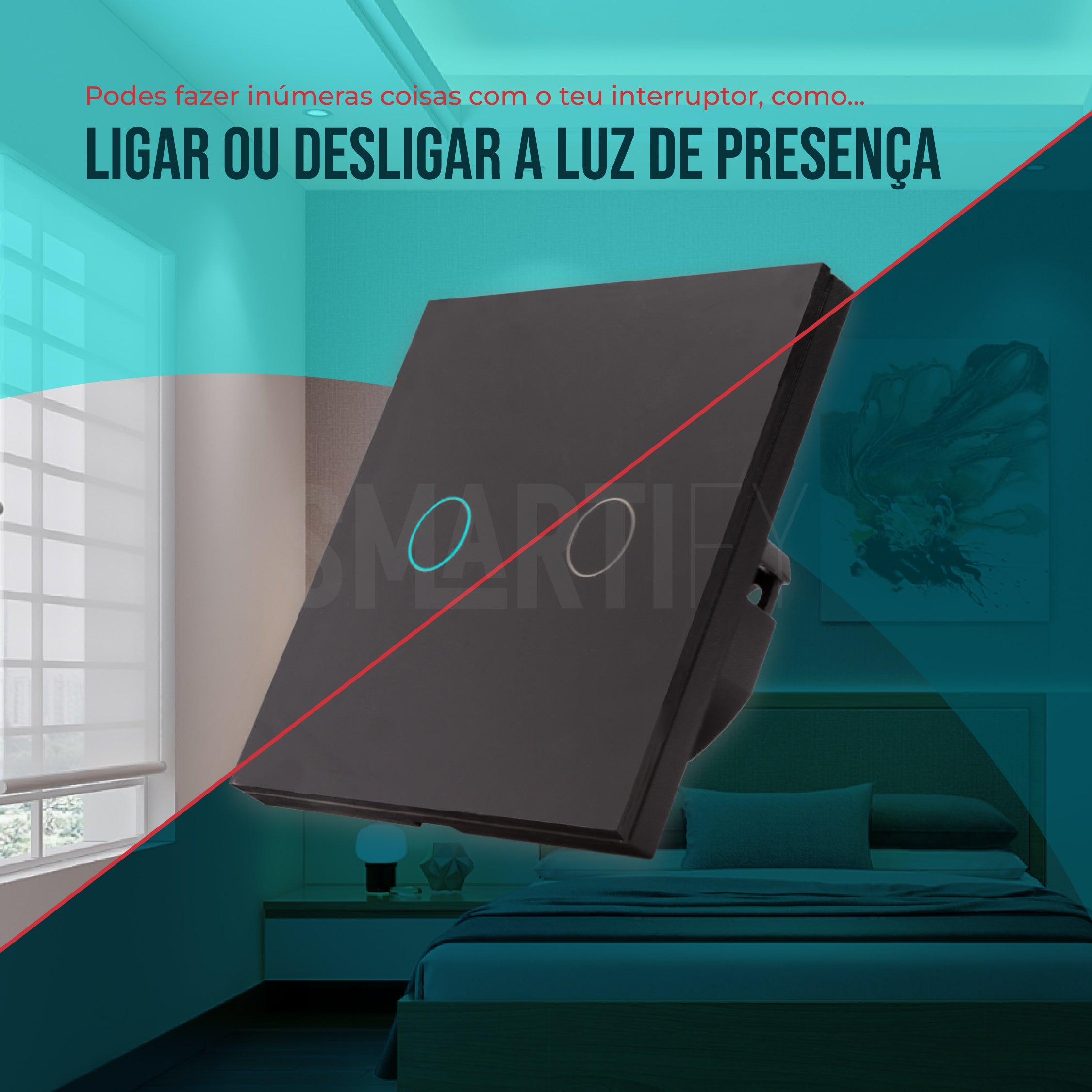 Interruptor Inteligente de Luz WiFi 2 botões Smartify - Preto - Smartify - Casa Inteligente - Smart Home - Domotica - Casas Inteligentes