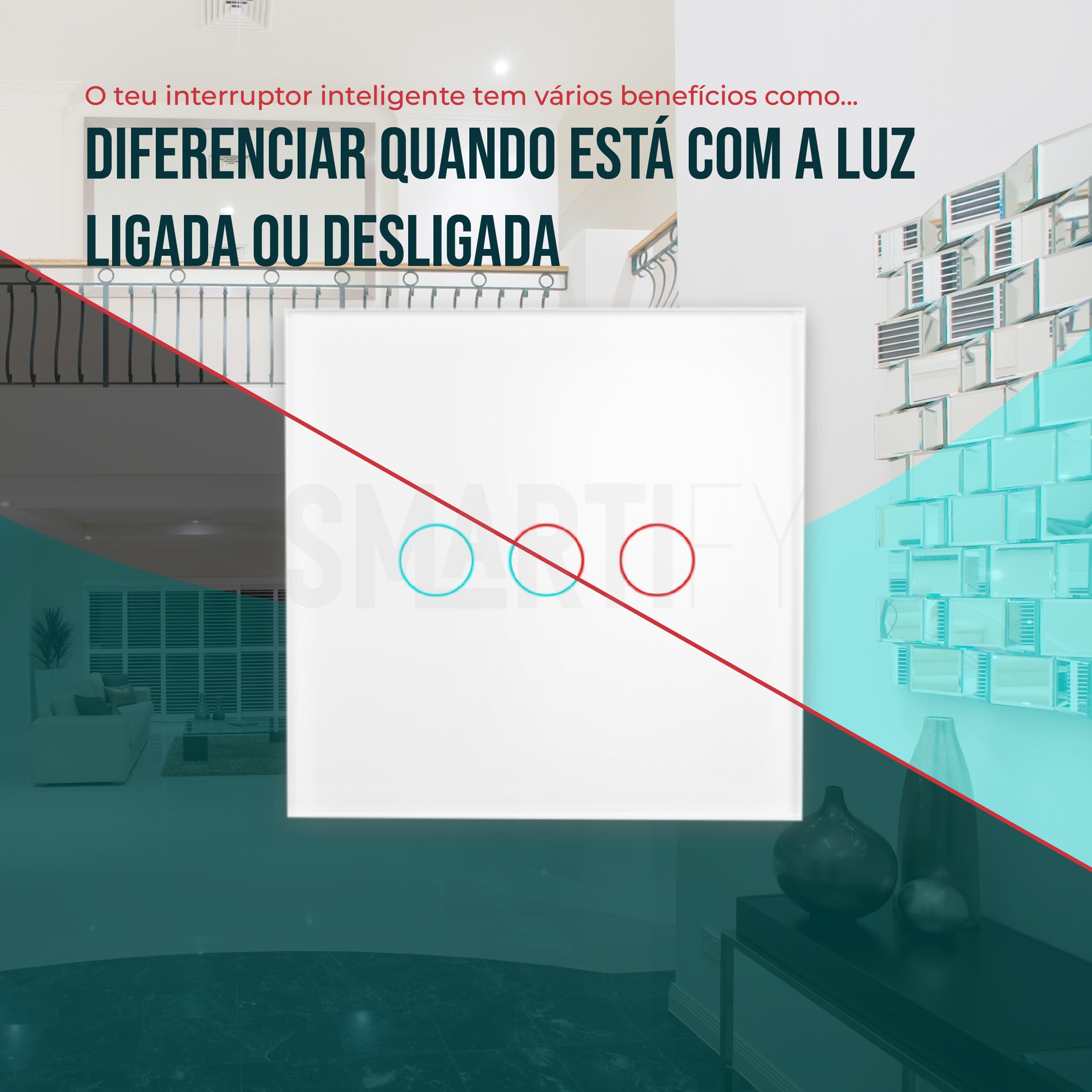 Interruptor Inteligente de Luz WiFi 3 botões Smartify - Branco - Smartify - Casa Inteligente - Smart Home - Domotica - Casas Inteligentes