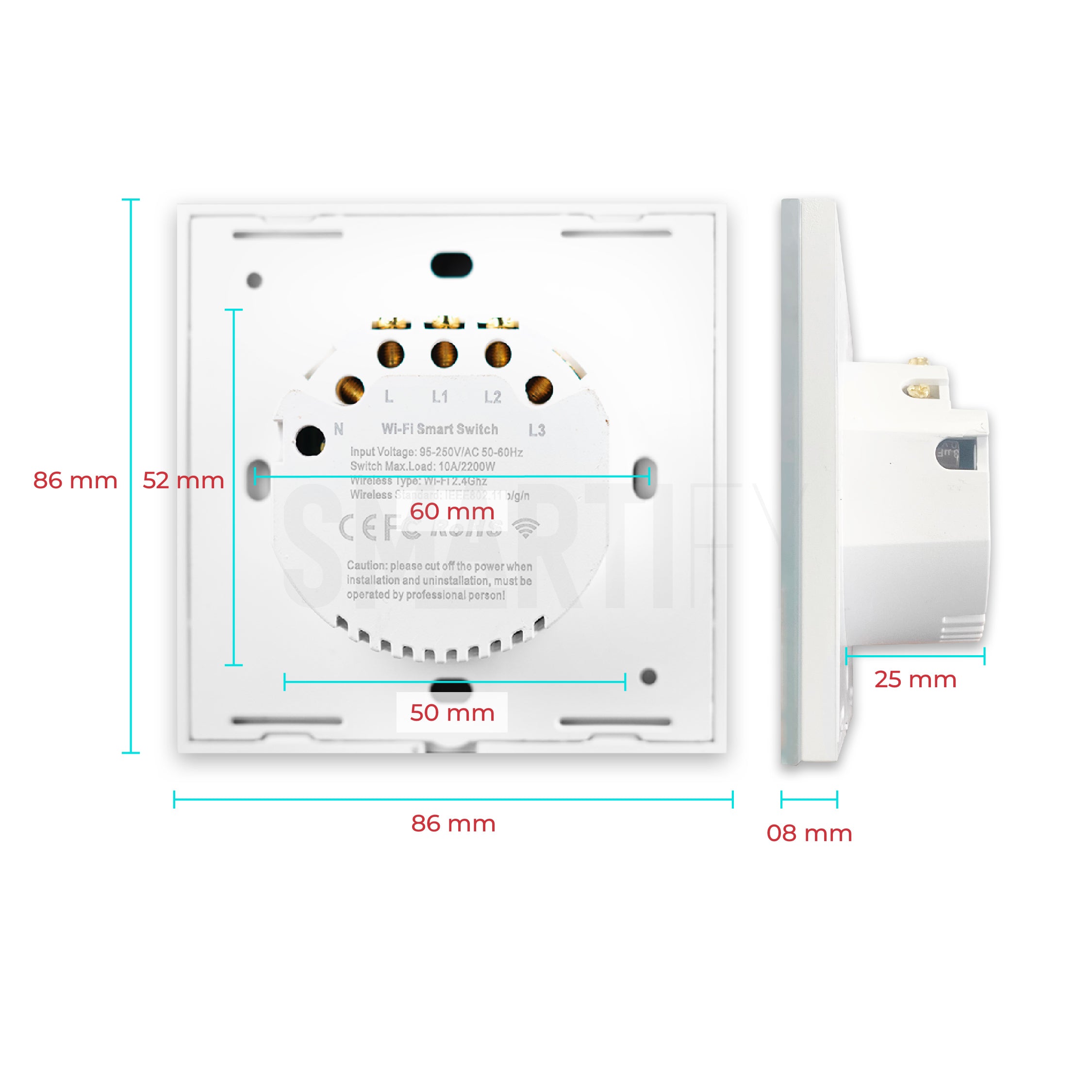 Interruptor Inteligente de Luz WiFi 3 botões Smartify - Branco - Smartify - Casa Inteligente - Smart Home - Domotica - Casas Inteligentes
