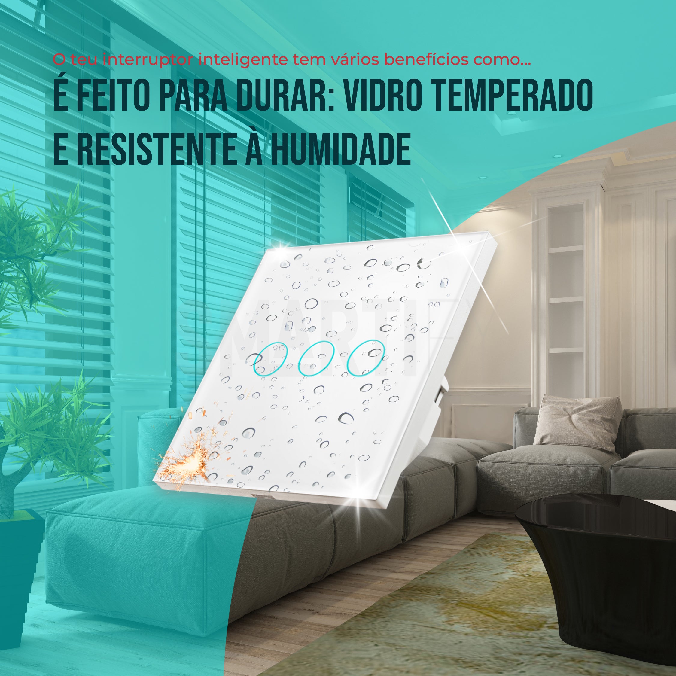 Interruptor Inteligente de Luz WiFi 3 botões Smartify - Branco - Smartify - Casa Inteligente - Smart Home - Domotica - Casas Inteligentes