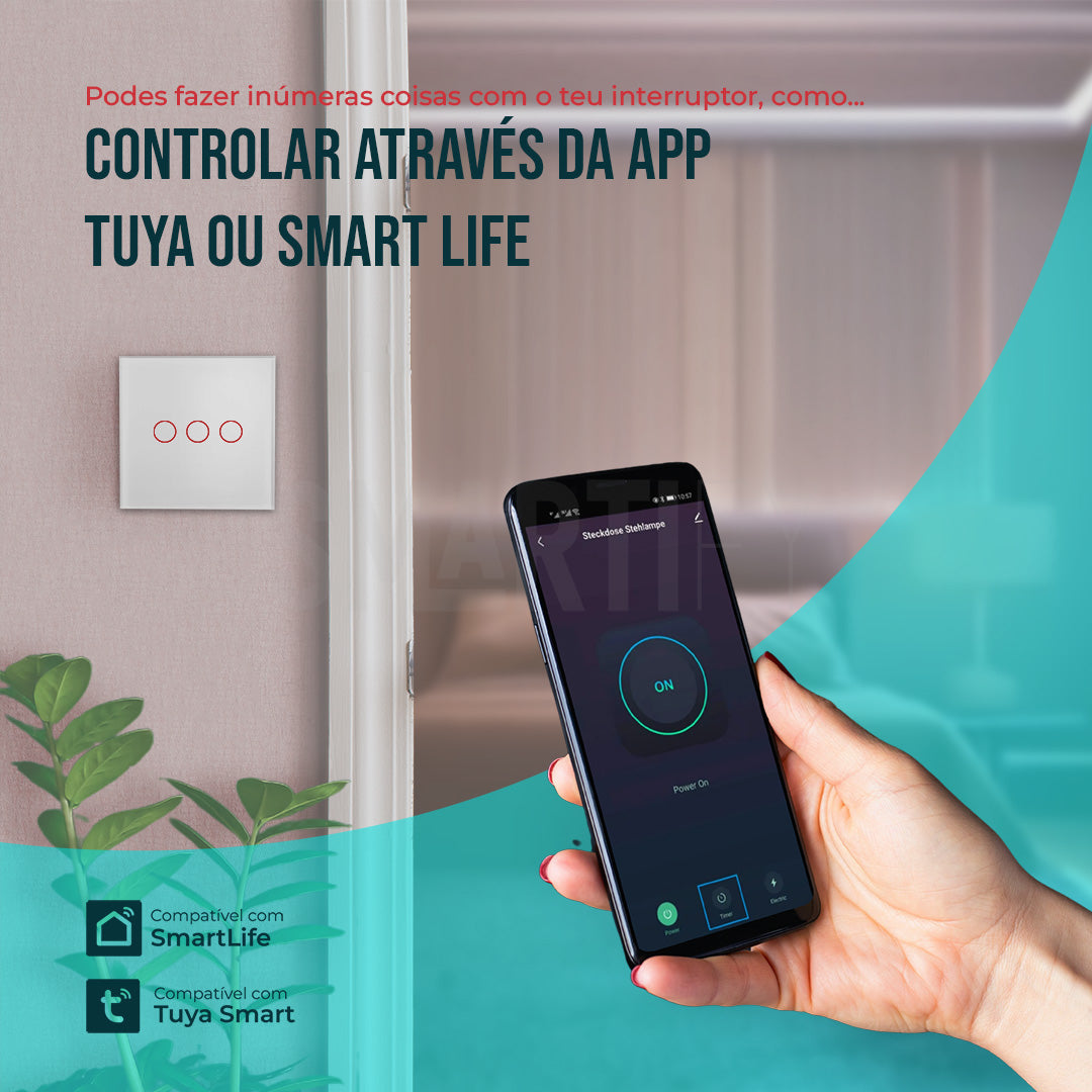Interruptor Inteligente de Luz WiFi 3 botões Smartify - Branco - Smartify - Casa Inteligente - Smart Home - Domotica - Casas Inteligentes