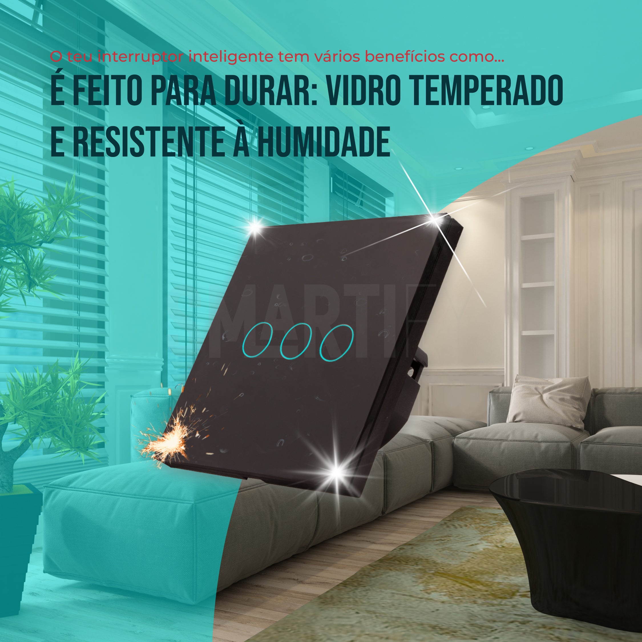Interruptor Inteligente de Luz WiFi 3 botões Smartify - Preto - Smartify - Casa Inteligente - Smart Home - Domotica - Casas Inteligentes