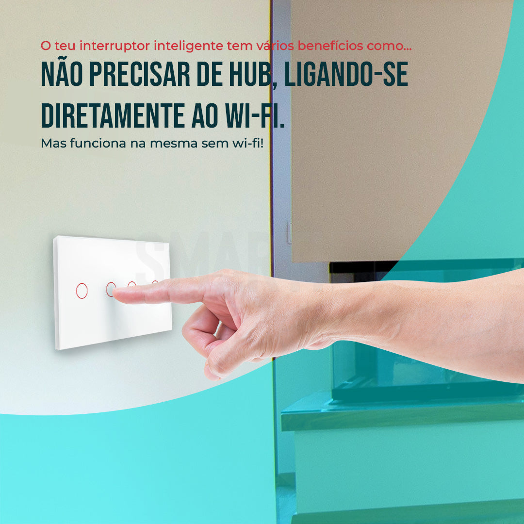 Interruptor Inteligente de Luz WiFi duplo 4 botões Smartify - Branco - Smartify - Casa Inteligente - Smart Home - Domotica - Casas Inteligentes