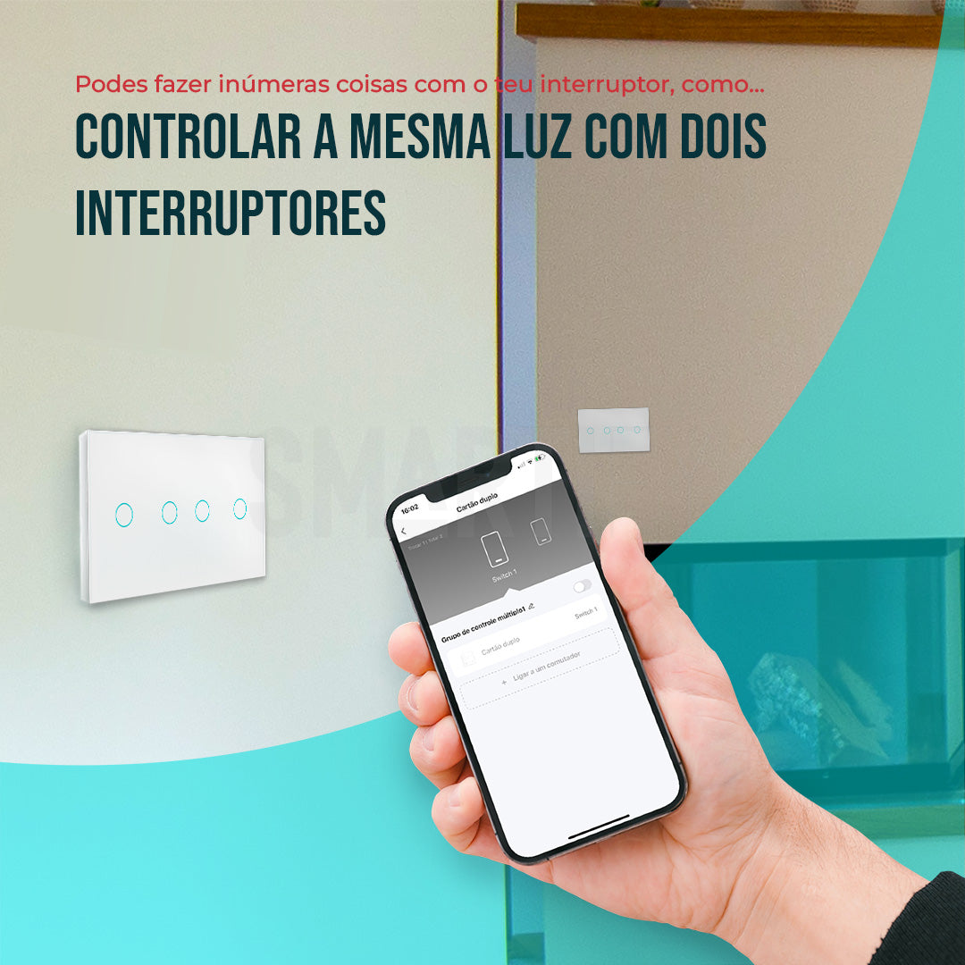 Interruptor Inteligente de Luz WiFi duplo 4 botões Smartify - Branco - Smartify - Casa Inteligente - Smart Home - Domotica - Casas Inteligentes