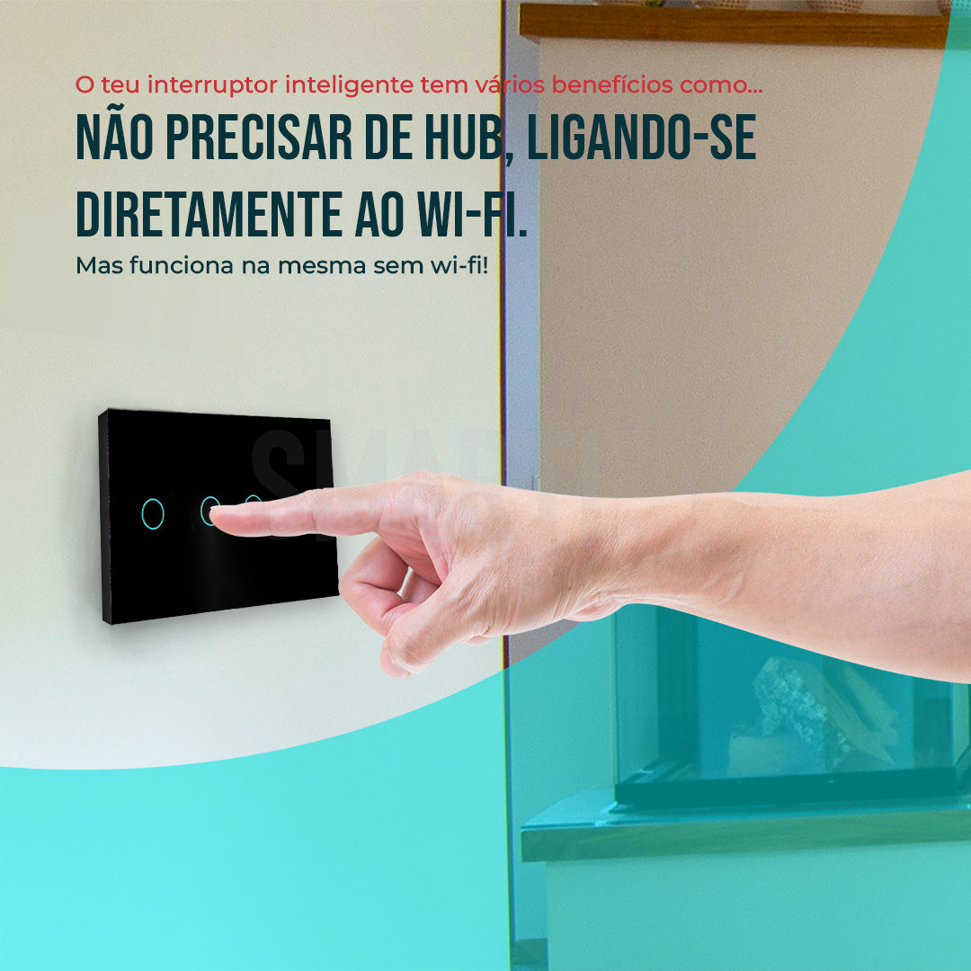 Interruptor Inteligente de Luz WiFi duplo 4 botões Smartify - Preto - Smartify - Casa Inteligente - Smart Home - Domotica - Casas Inteligentes