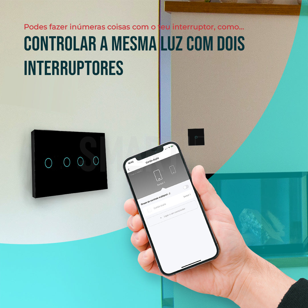 Interruptor Inteligente de Luz WiFi duplo 4 botões Smartify - Preto - Smartify - Casa Inteligente - Smart Home - Domotica - Casas Inteligentes