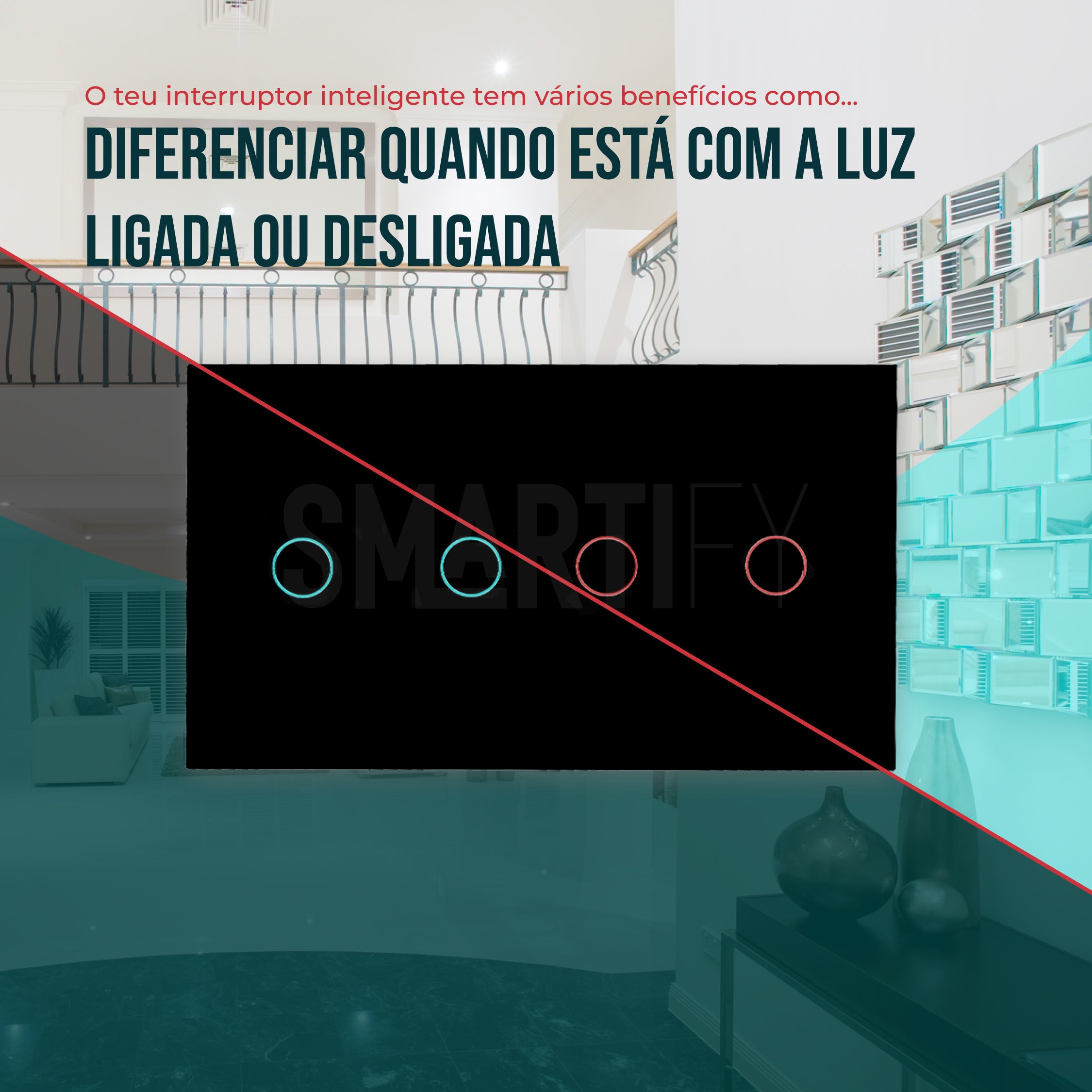 Interruptor Inteligente de Luz WiFi duplo 4 botões Smartify - Preto - Smartify - Casa Inteligente - Smart Home - Domotica - Casas Inteligentes