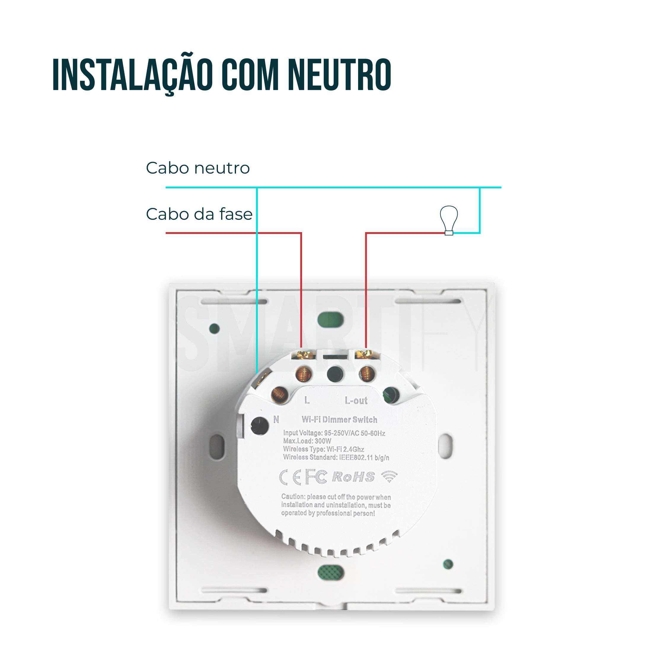 Interruptor Inteligente de Luz WiFi Dimmer Smartify - Branco - Smartify - Casa Inteligente - Smart Home - Domotica - Casas Inteligentes