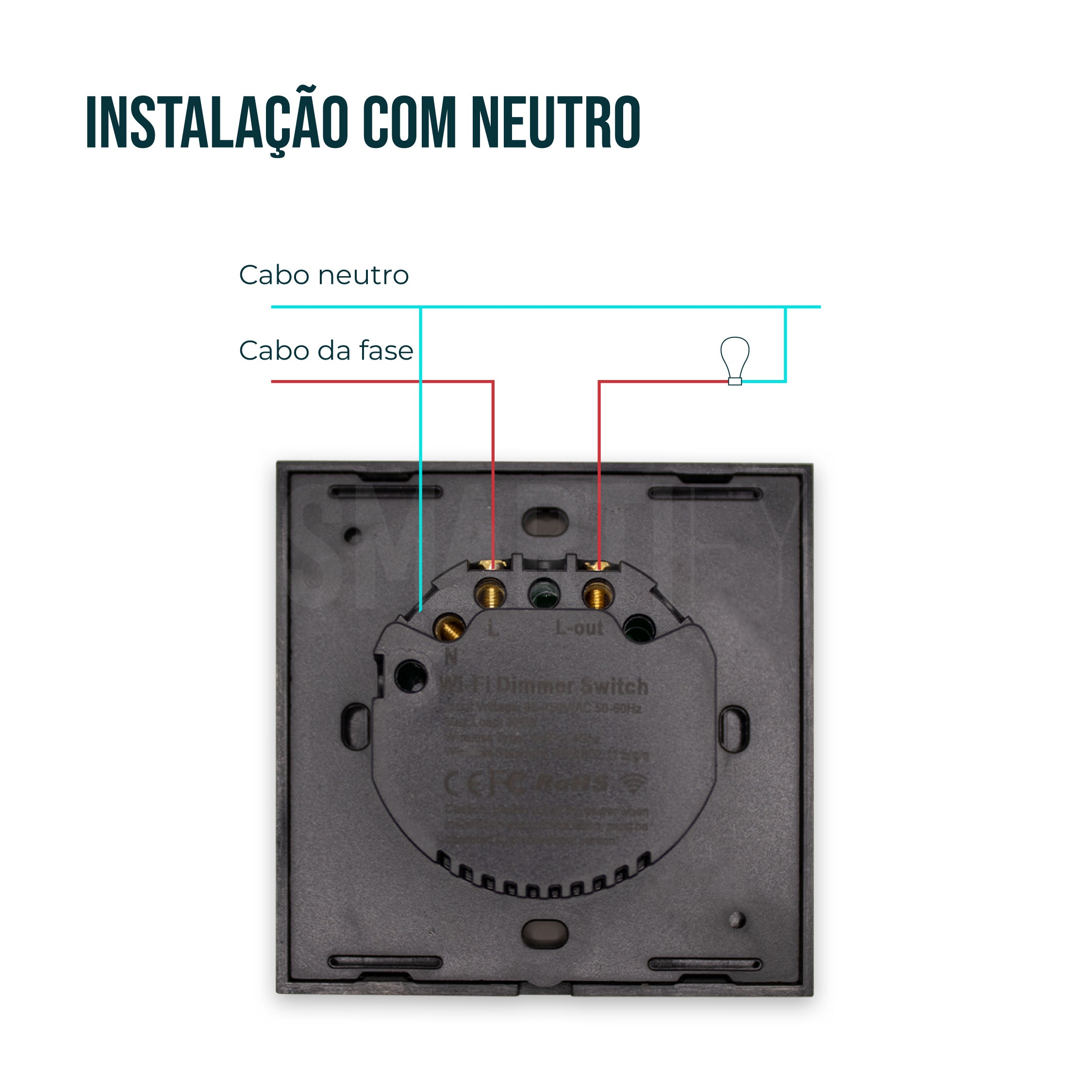 Interruptor Inteligente de Luz WiFi Dimmer Smartify - Preto - Smartify - Casa Inteligente - Smart Home - Domotica - Casas Inteligentes