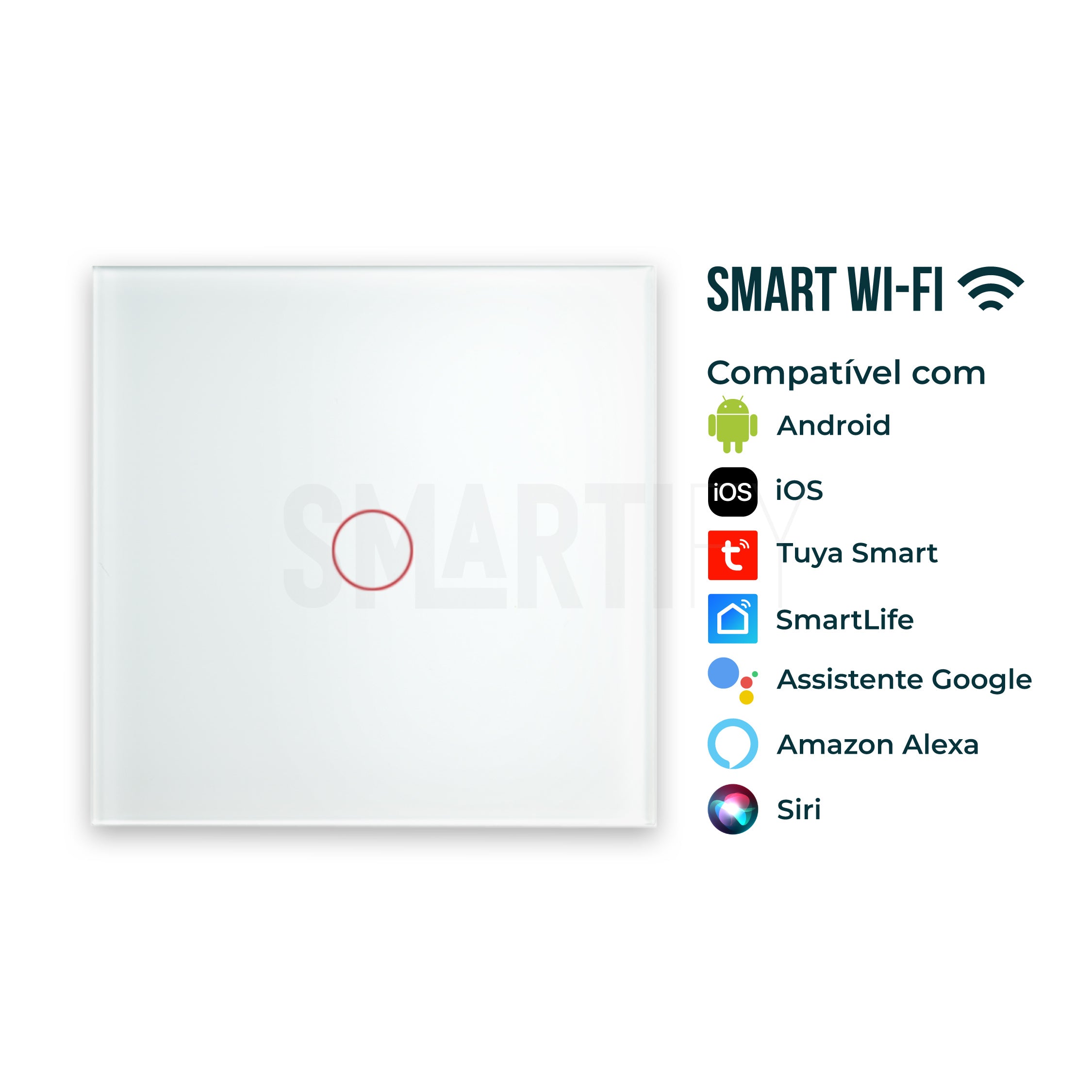 Interruptor Inteligente de Luz WiFi 1 botão Smartify - Branco - Smartify - Casa Inteligente - Smart Home - Domotica - Casas Inteligentes