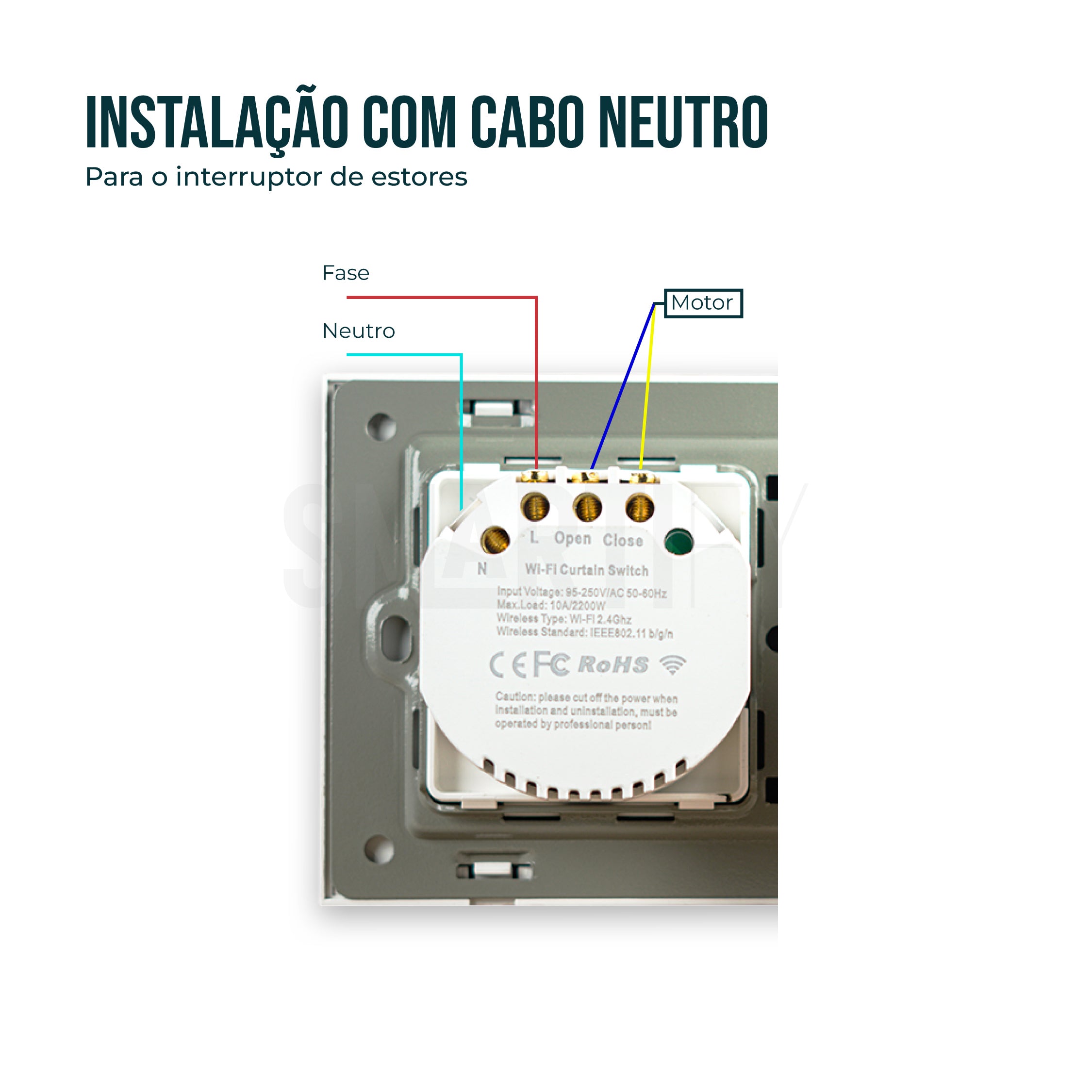 Interruptor de Luz + Interruptor de Estores Duplo Inteligente WiFi Smartify - Branco - Smartify - Casa Inteligente - Smart Home - Domotica - Casas Inteligentes