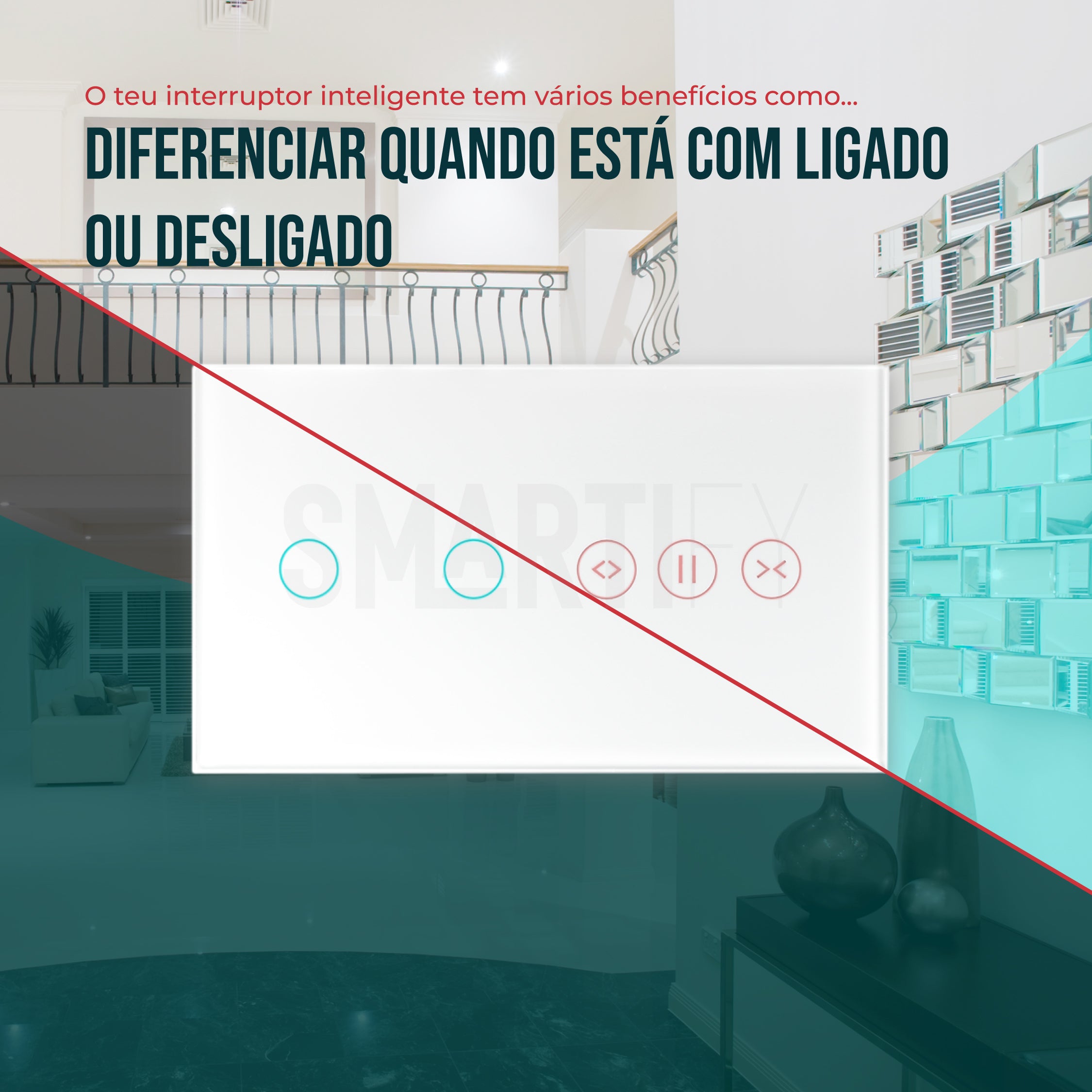 Interruptor de Luz + Interruptor de Estores Duplo Inteligente WiFi Smartify - Branco - Smartify - Casa Inteligente - Smart Home - Domotica - Casas Inteligentes