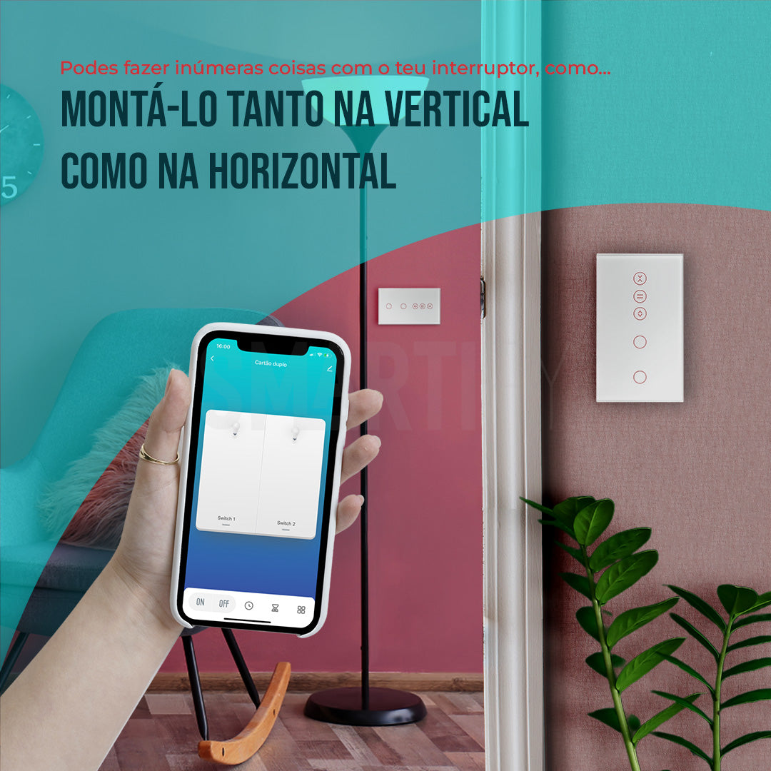 Interruptor de Luz + Interruptor de Estores Duplo Inteligente WiFi Smartify - Branco - Smartify - Casa Inteligente - Smart Home - Domotica - Casas Inteligentes