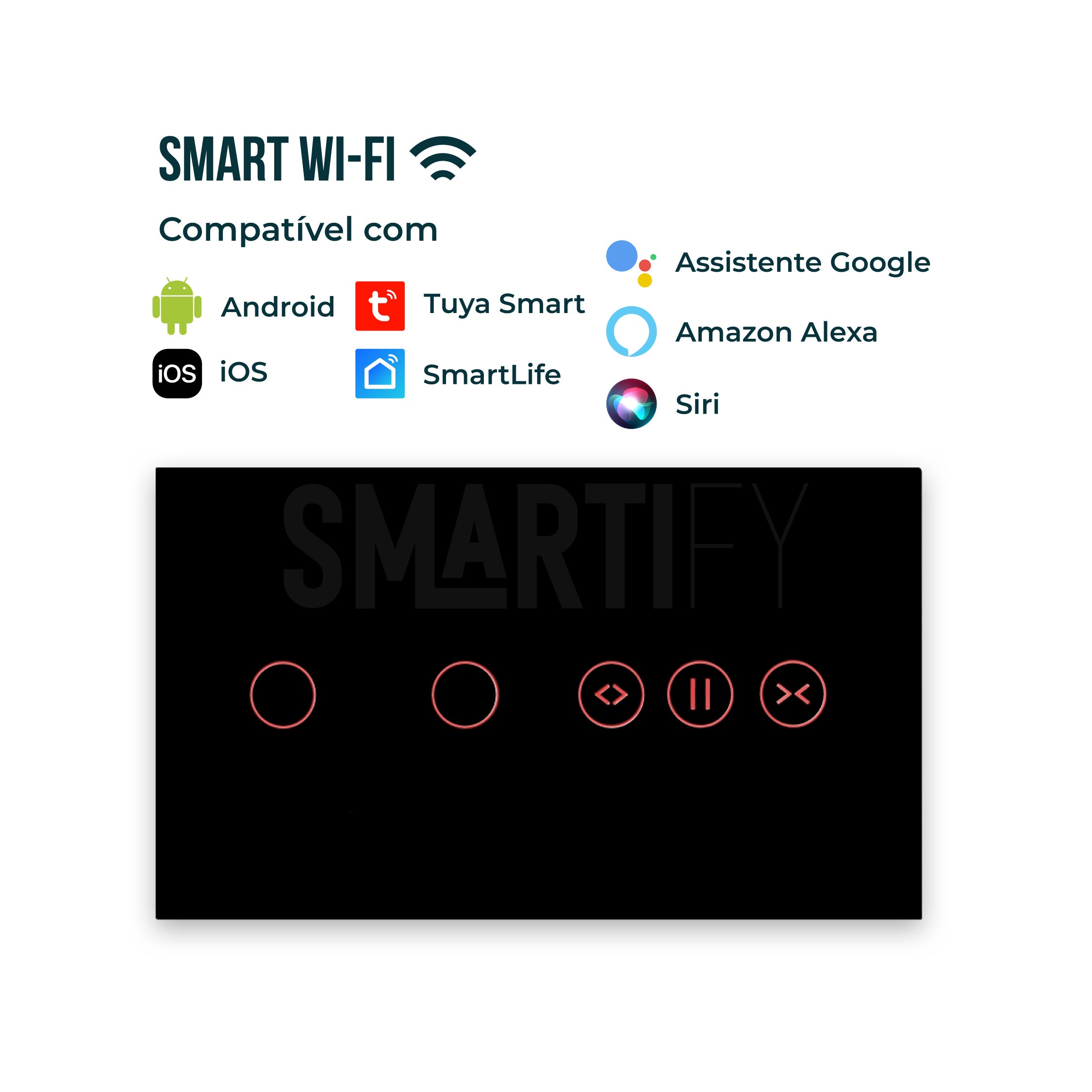Interruptor de Luz + Interruptor de Estores Duplo Inteligente WiFi Smartify - Preto - Smartify - Casa Inteligente - Smart Home - Domotica - Casas Inteligentes