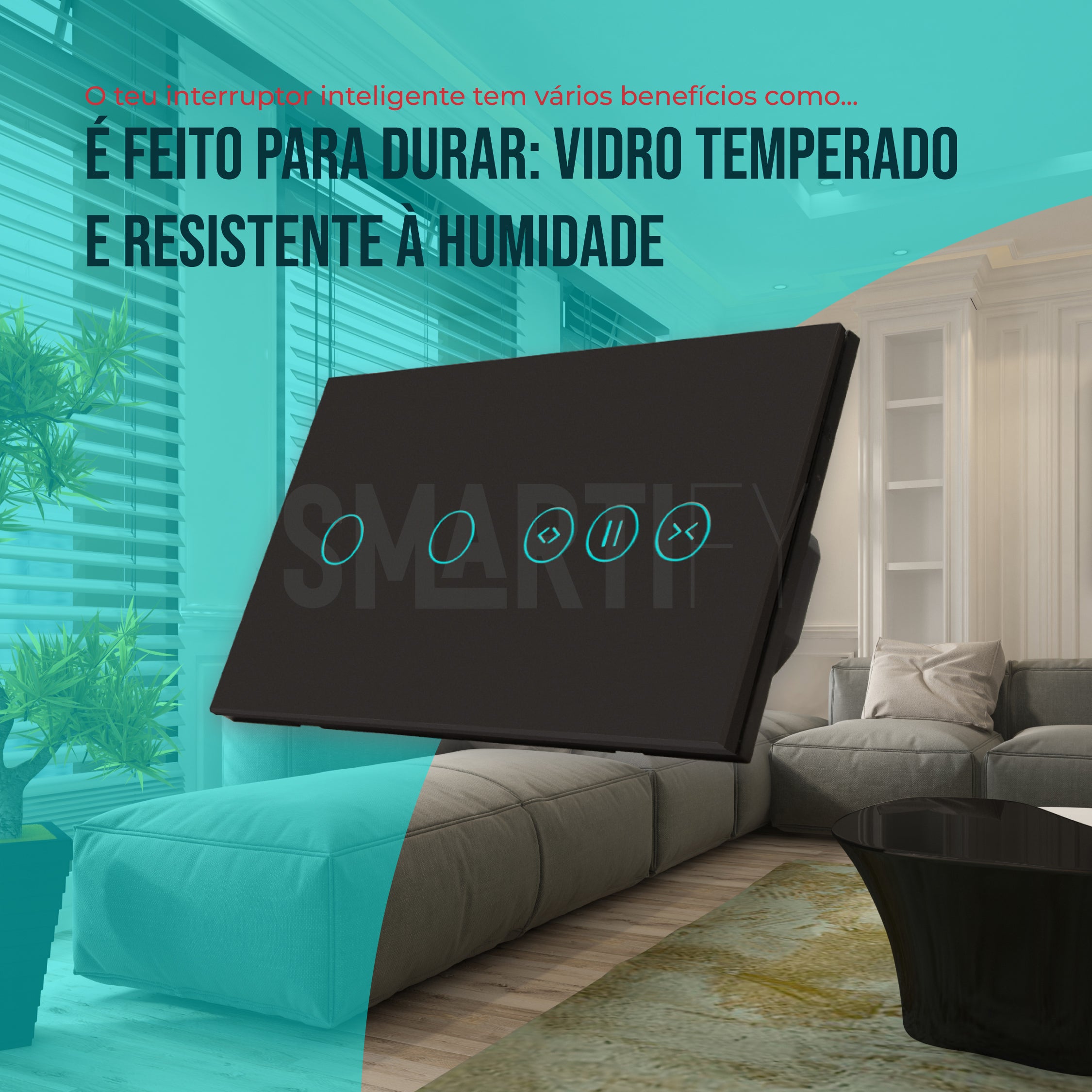 Interruptor de Luz + Interruptor de Estores Duplo Inteligente WiFi Smartify - Preto - Smartify - Casa Inteligente - Smart Home - Domotica - Casas Inteligentes