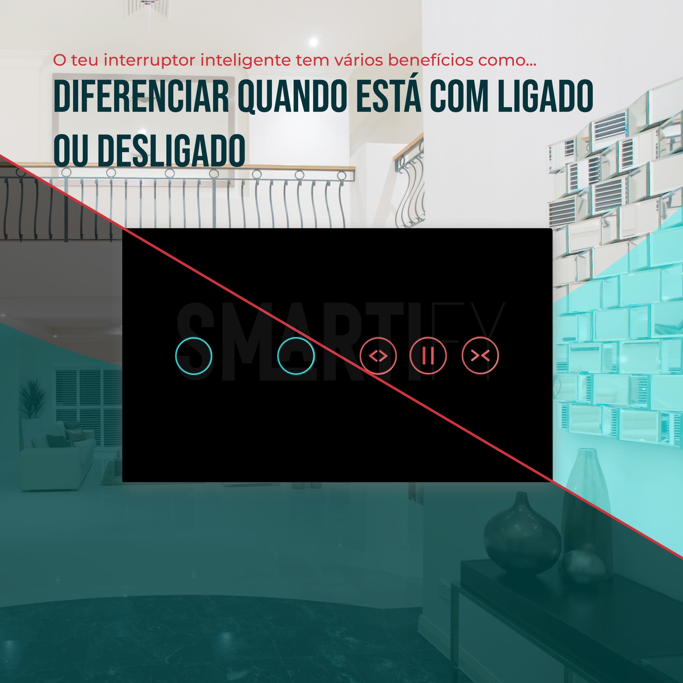 Interruptor de Luz + Interruptor de Estores Duplo Inteligente WiFi Smartify - Preto - Smartify - Casa Inteligente - Smart Home - Domotica - Casas Inteligentes