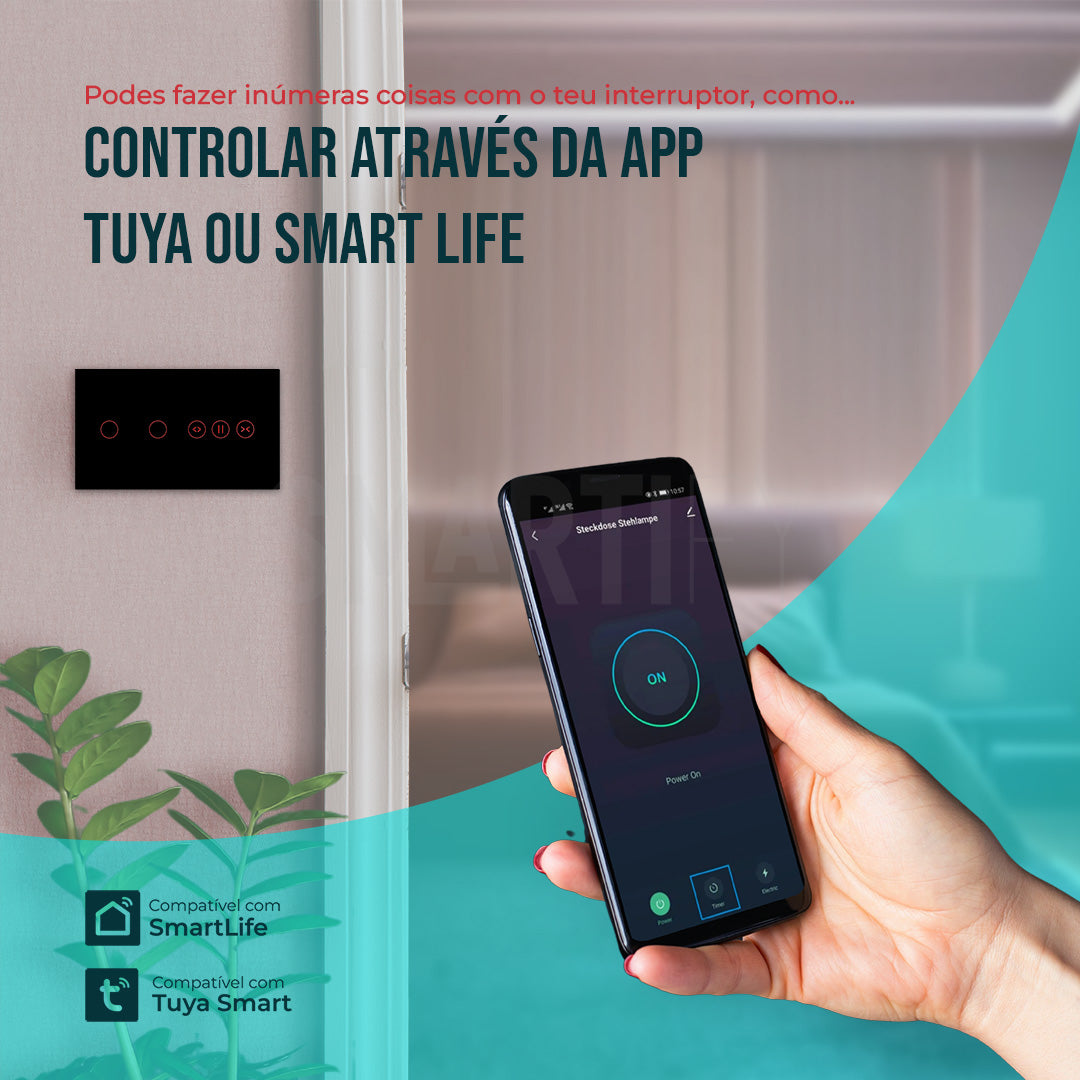 Interruptor de Luz + Interruptor de Estores Duplo Inteligente WiFi Smartify - Preto - Smartify - Casa Inteligente - Smart Home - Domotica - Casas Inteligentes
