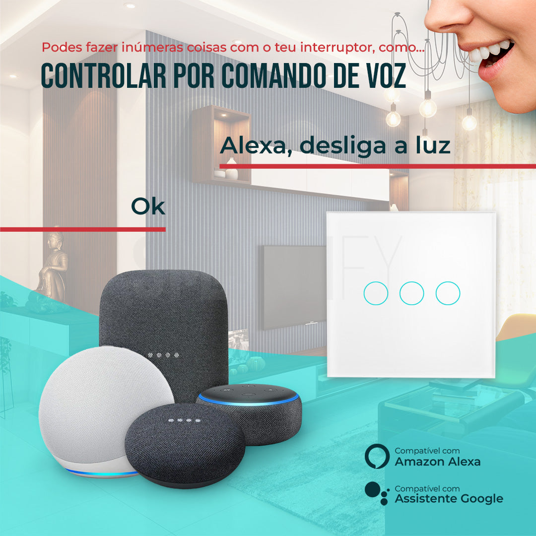 Interruptor Inteligente de Luz WiFi 3 botões Smartify - Branco - Smartify - Casa Inteligente - Smart Home - Domotica - Casas Inteligentes
