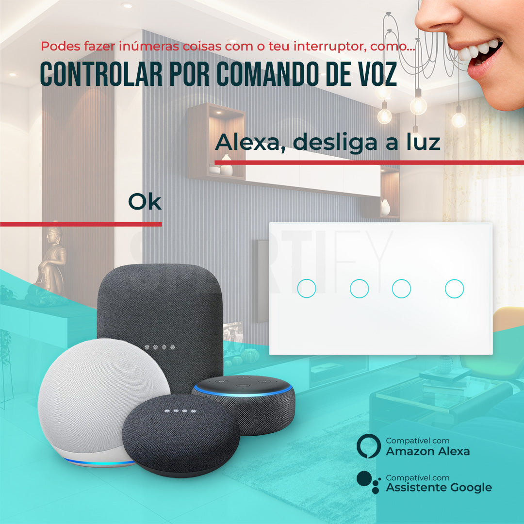 Interruptor Inteligente de Luz WiFi duplo 4 botões Smartify - Branco - Smartify - Casa Inteligente - Smart Home - Domotica - Casas Inteligentes