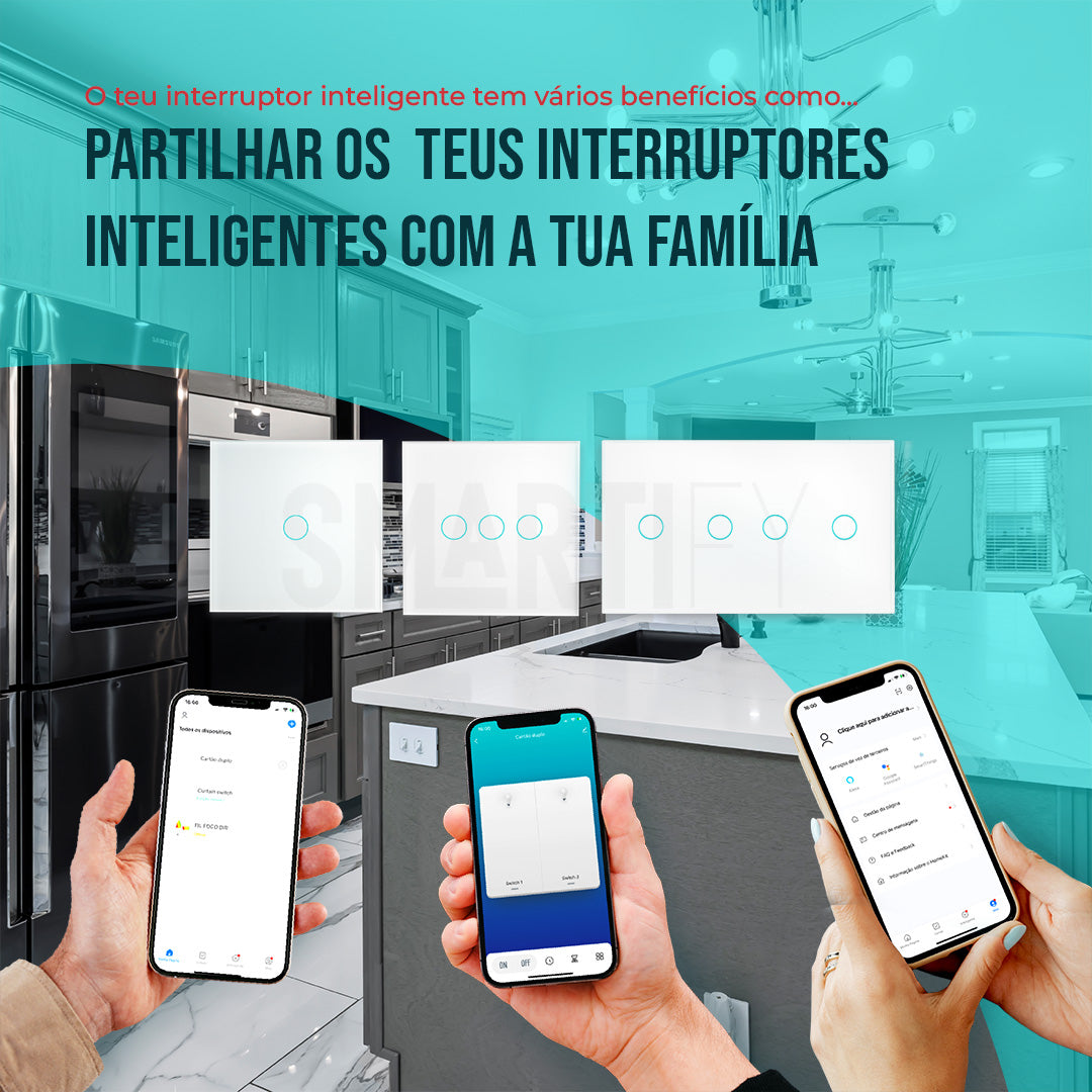 Interruptor Inteligente de Luz WiFi duplo 4 botões Smartify - Branco - Smartify - Casa Inteligente - Smart Home - Domotica - Casas Inteligentes