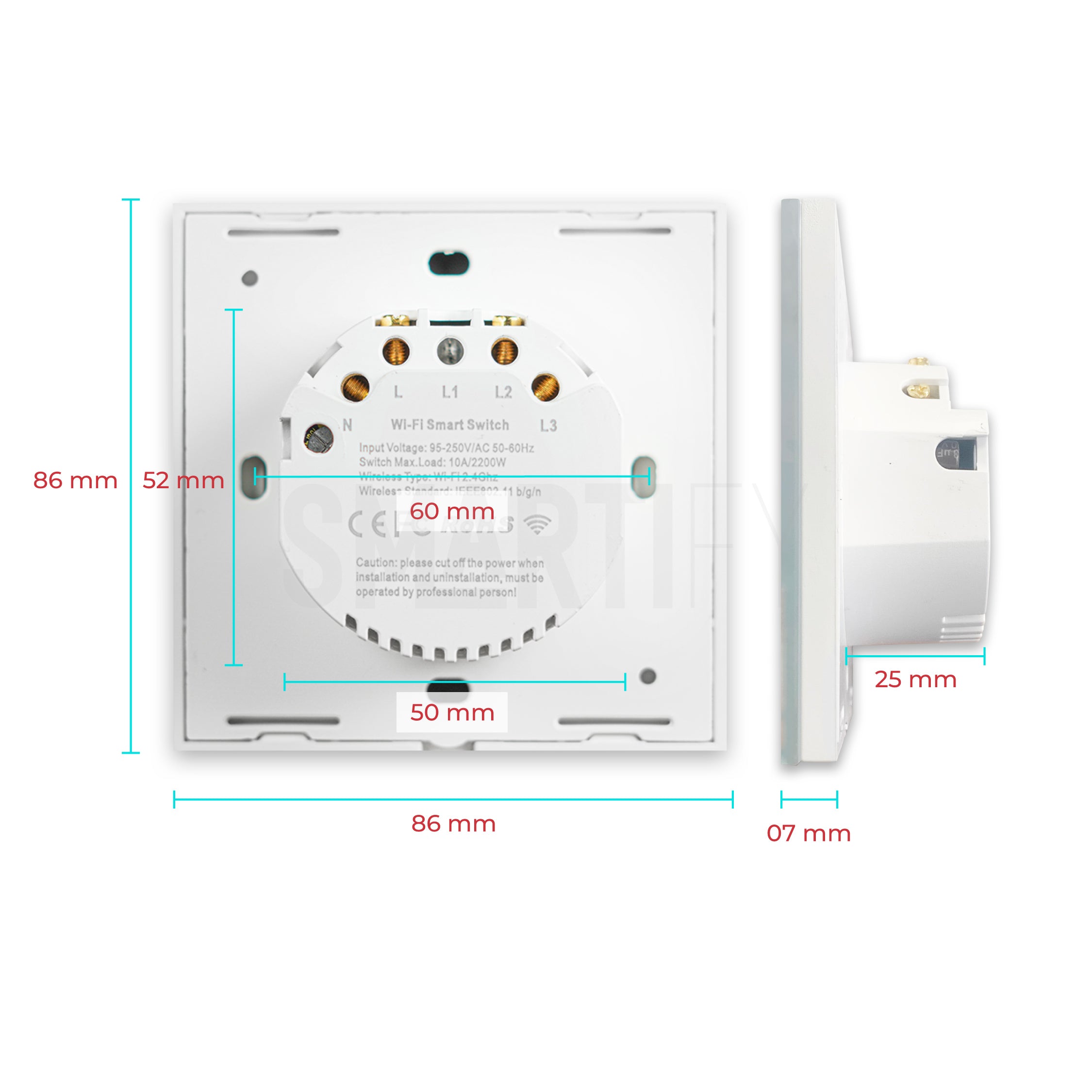 Interruptor Inteligente de Luz WiFi 2 botões Smartify - Branco - Smartify - Casa Inteligente - Smart Home - Domotica - Casas Inteligentes