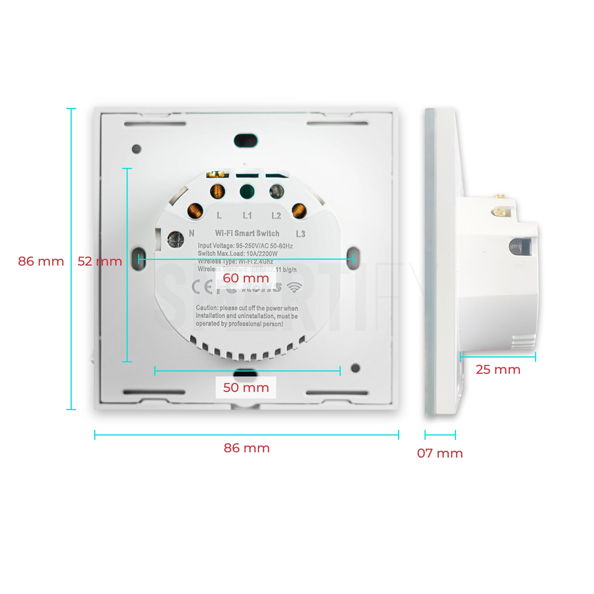 Interruptor Inteligente de Luz WiFi 1 botão Smartify - Branco - Smartify - Casa Inteligente - Smart Home - Domotica - Casas Inteligentes