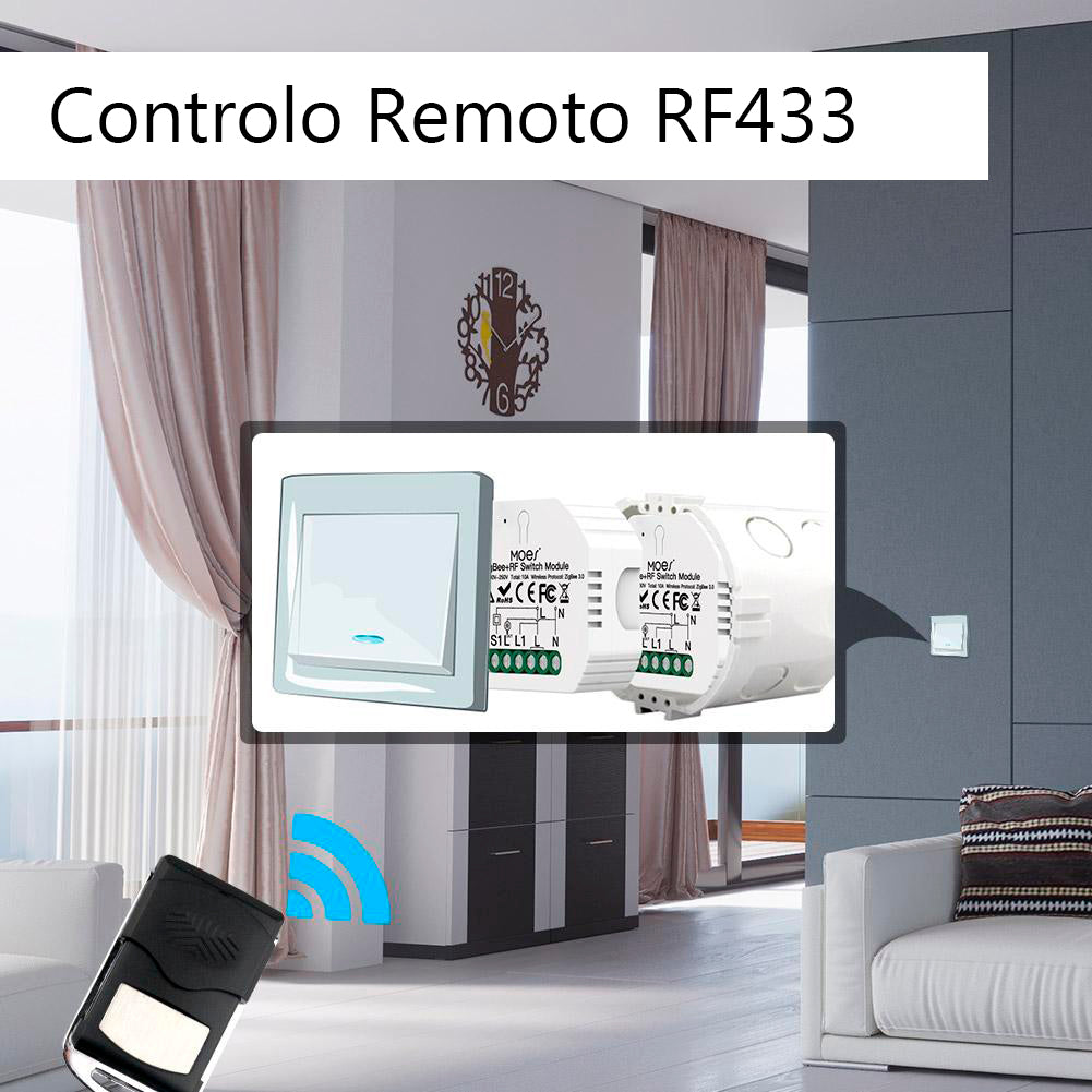 MOES Tuya ZigBee 3.0 RF Módulo de Interruptor de luz inteligente 1 Gang Modular Alexa Google Home Controlo por voz
