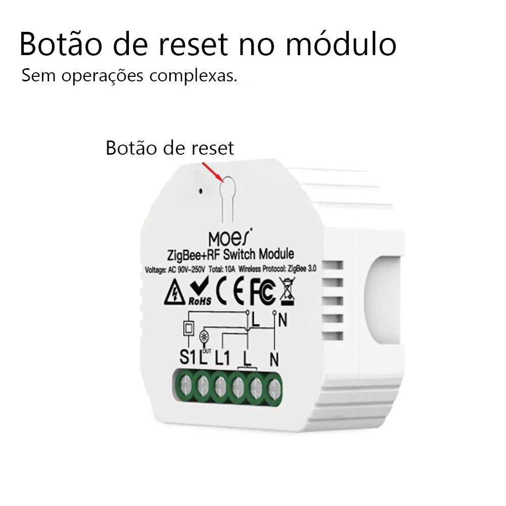 MOES Tuya ZigBee 3.0 RF Módulo de Interruptor de luz inteligente 1 Gang Modular Alexa Google Home Controlo por voz