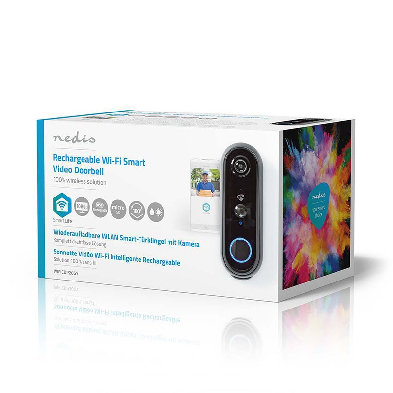 Nedis VideoPorteiro Full HD 1080p con ángulo de visión 180º grados Wifi