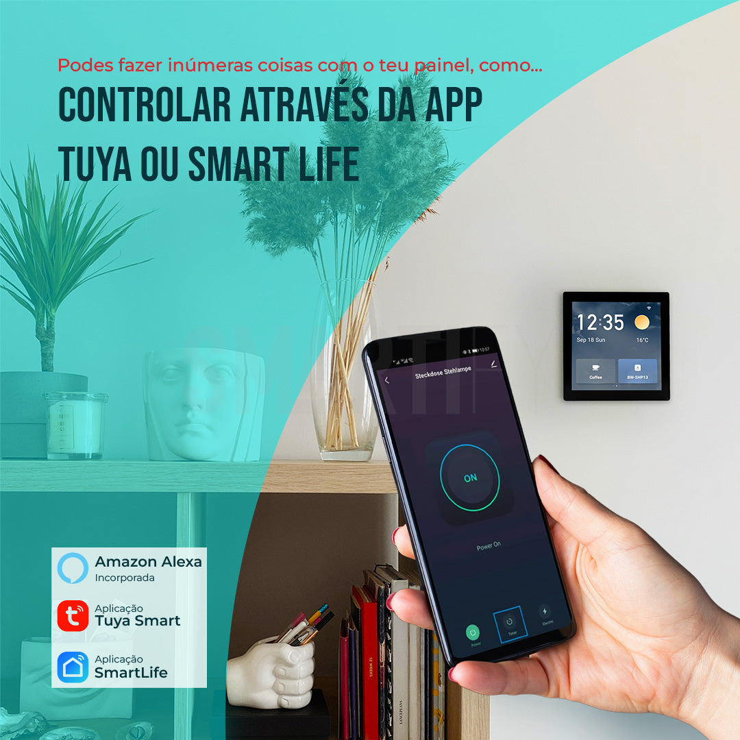 Smartify Painel de Controlo Inteligente Zigbee Wifi: Instalação simples, formato tradicional de interruptor europeu.