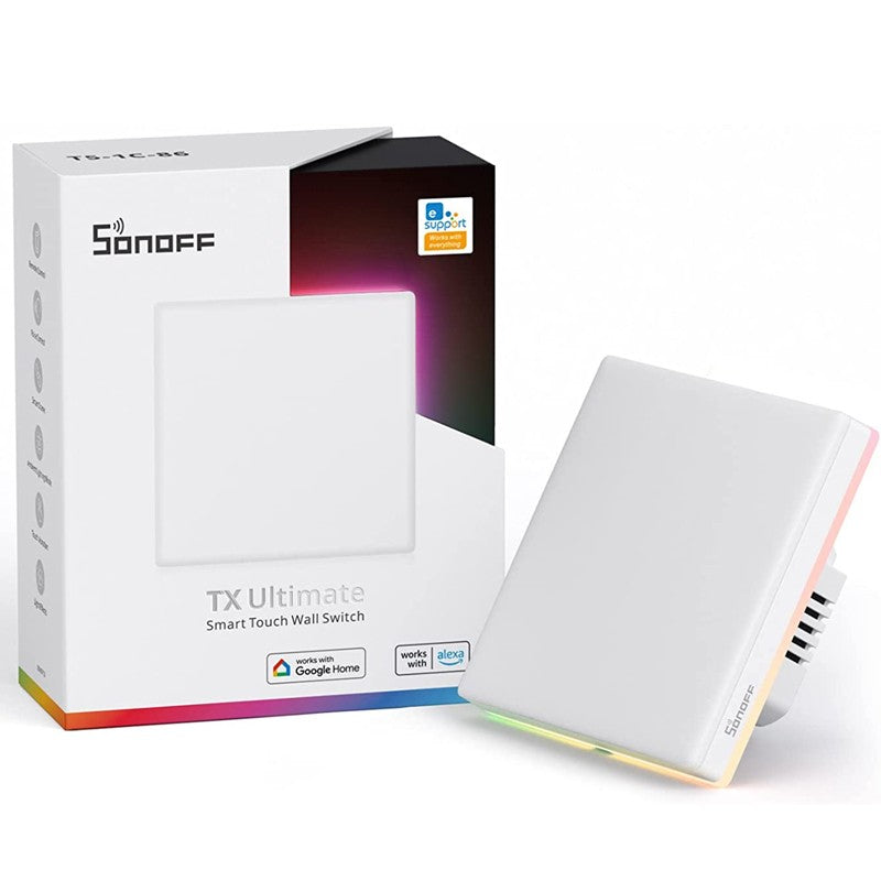 Sonoff TX ULTIMATE Interruptor Inteligente de 1 botão Wifi Branco: Controlo intuitivo por toque para facilitar o uso.