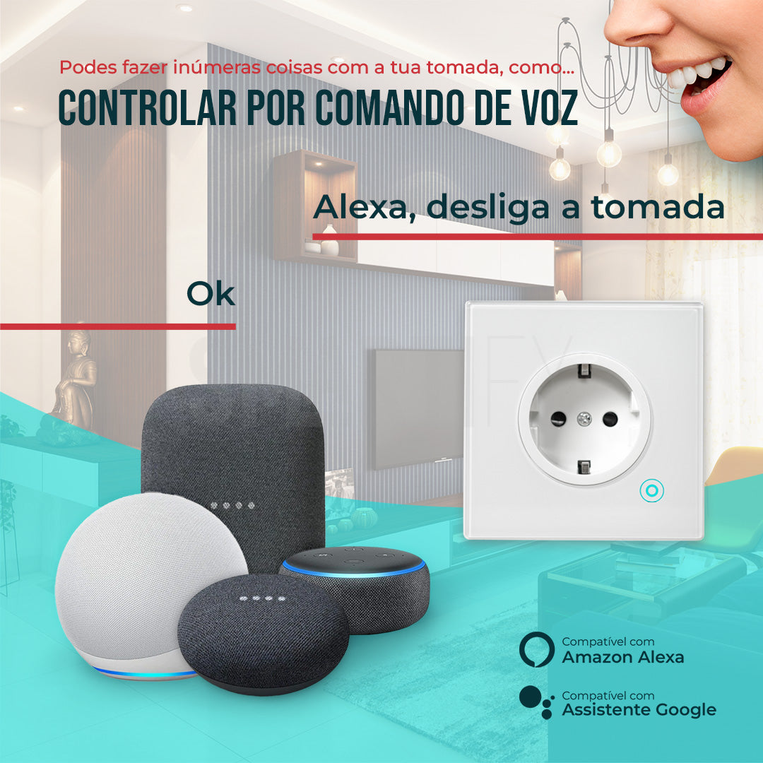 Tomada Inteligente Embutida 16A 3500W WiFi Smartify - Branco - Smartify - Casa Inteligente - Smart Home - Domotica - Casas Inteligentes