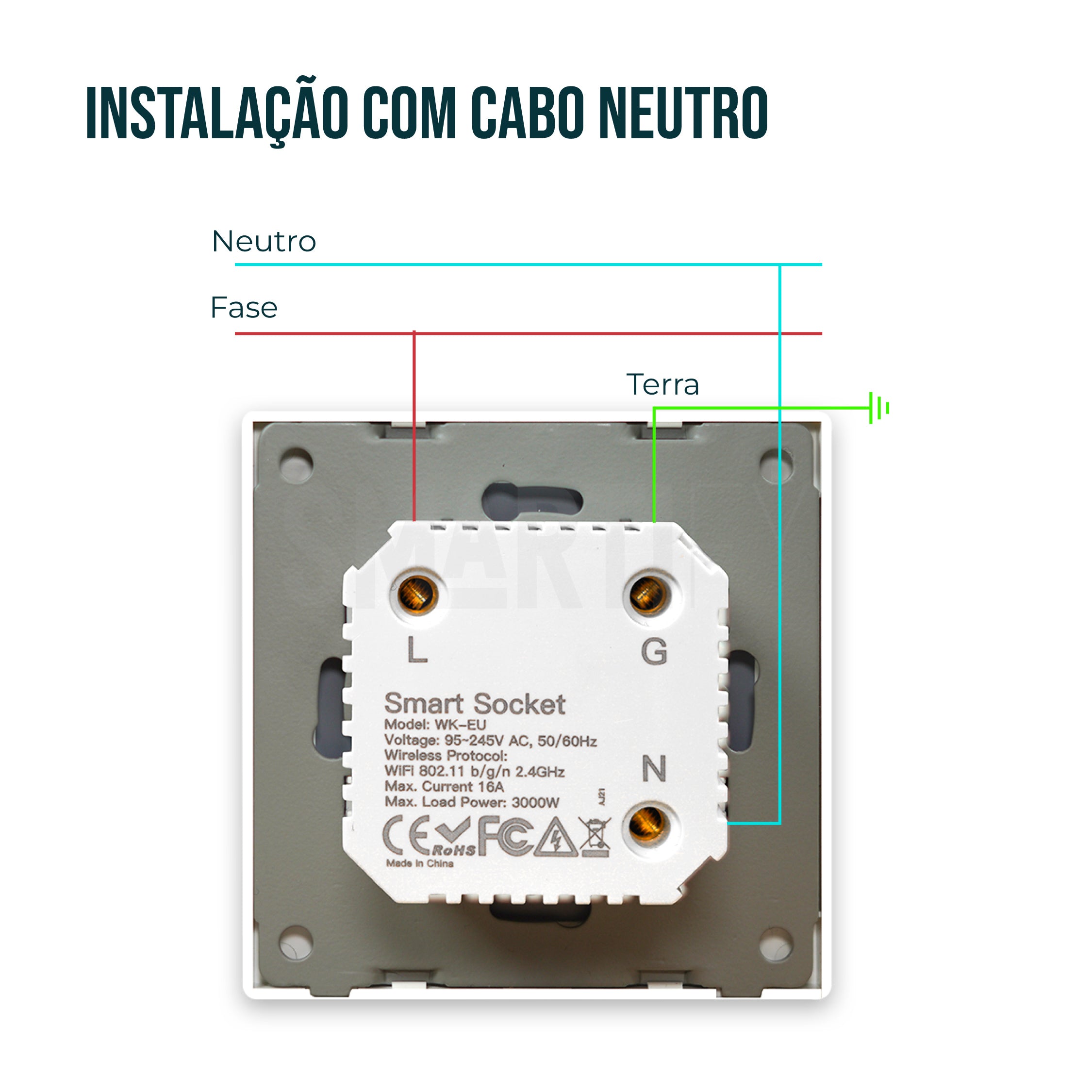 Tomada Inteligente Embutida 16A 3500W WiFi Smartify - Branco - Smartify - Casa Inteligente - Smart Home - Domotica - Casas Inteligentes