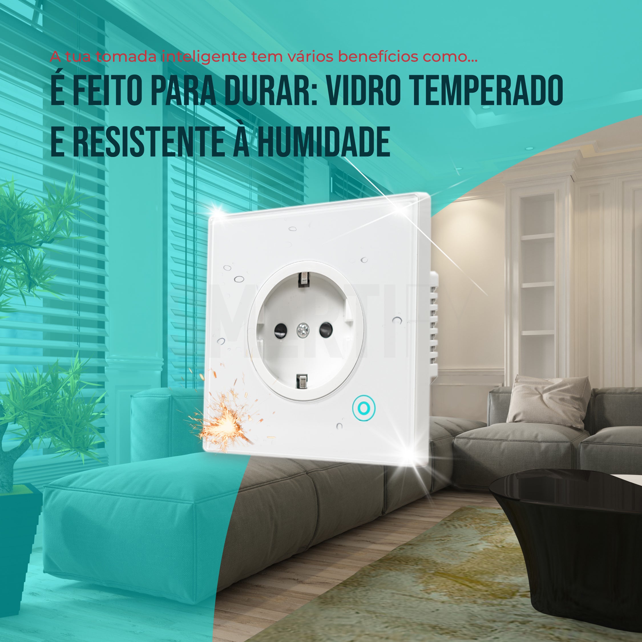 Tomada Inteligente Embutida 16A 3500W WiFi Smartify - Branco - Smartify - Casa Inteligente - Smart Home - Domotica - Casas Inteligentes