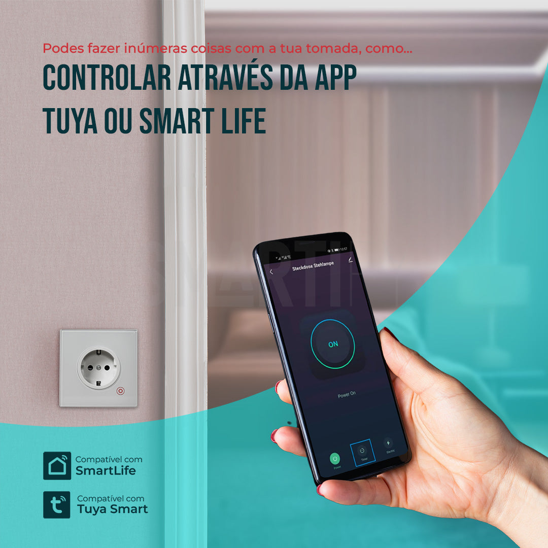 Tomada Inteligente Embutida 16A 3500W WiFi Smartify - Branco - Smartify - Casa Inteligente - Smart Home - Domotica - Casas Inteligentes