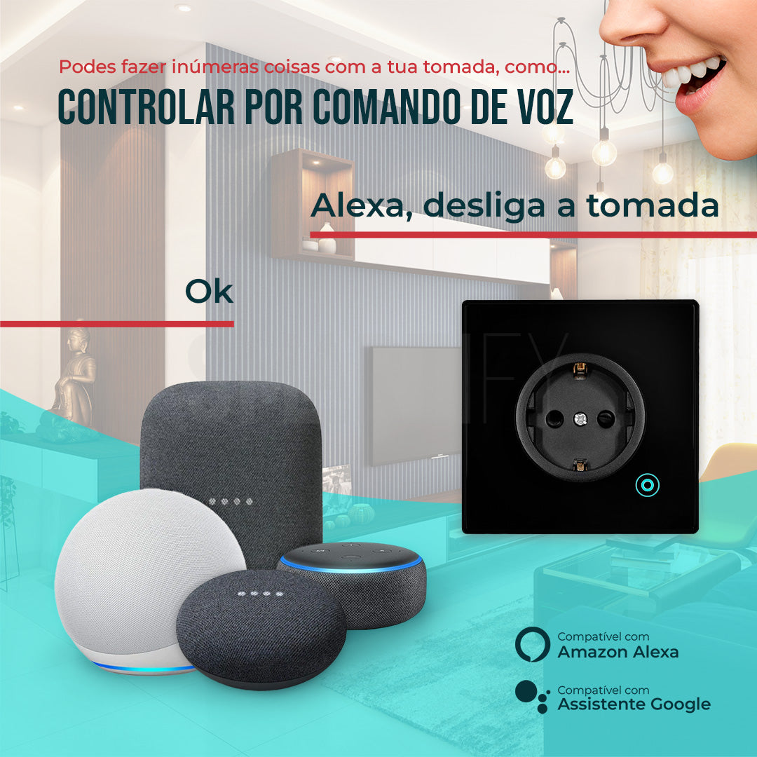 Tomada Inteligente Embutida 16A 3500W WiFi Smartify - Preto - Smartify - Casa Inteligente - Smart Home - Domotica - Casas Inteligentes