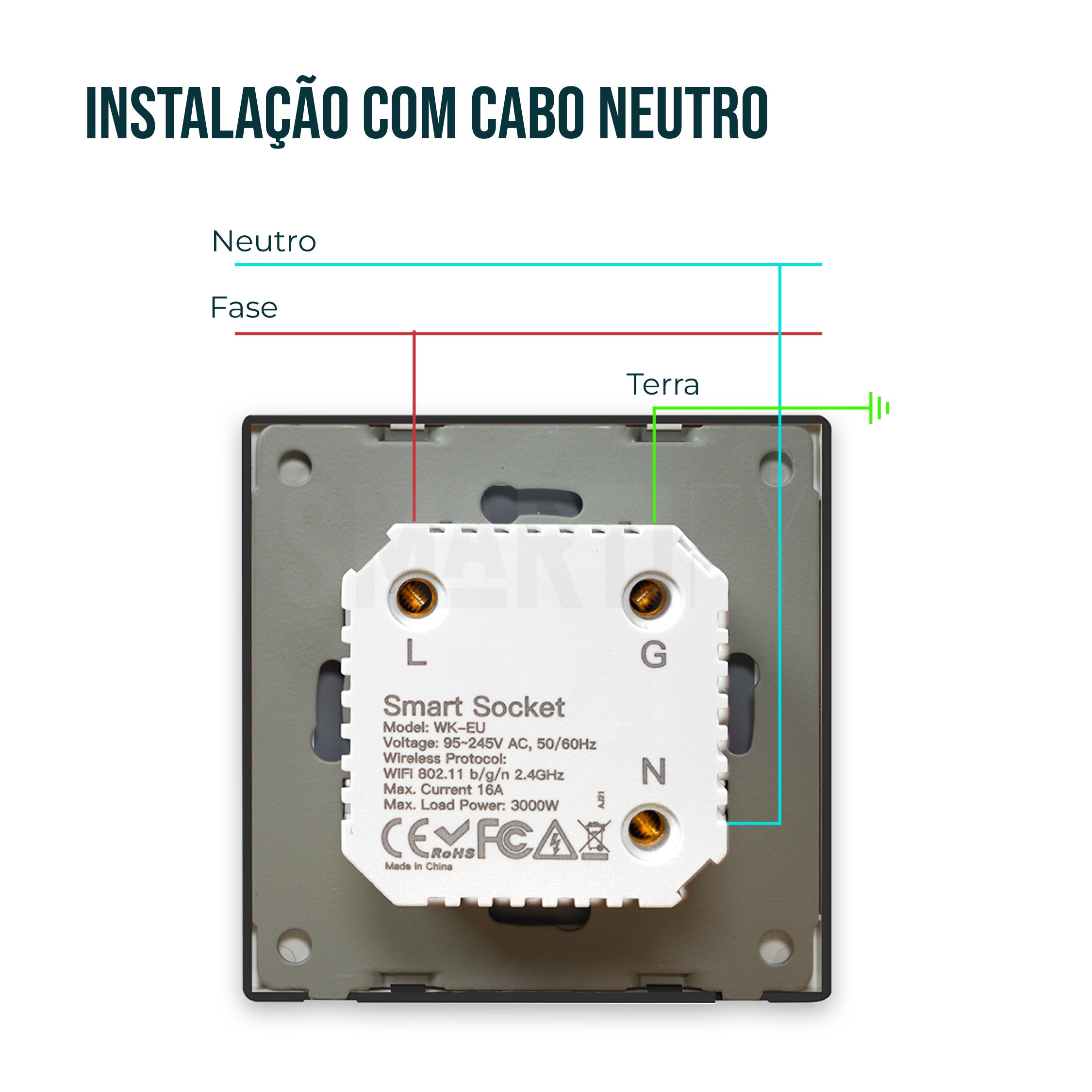 Tomada Inteligente Embutida 16A 3500W WiFi Smartify - Preto - Smartify - Casa Inteligente - Smart Home - Domotica - Casas Inteligentes