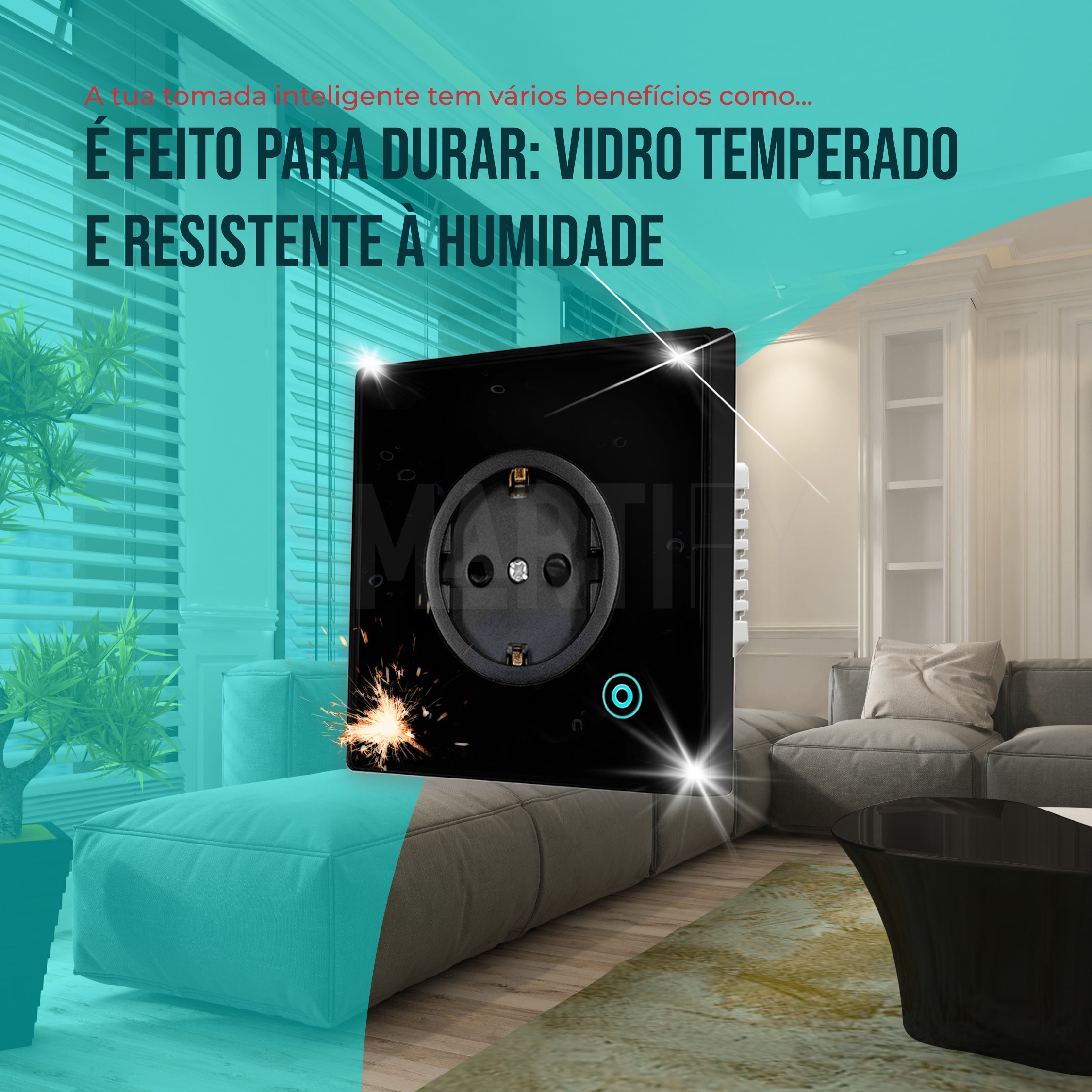 Tomada Inteligente Embutida 16A 3500W WiFi Smartify - Preto - Smartify - Casa Inteligente - Smart Home - Domotica - Casas Inteligentes