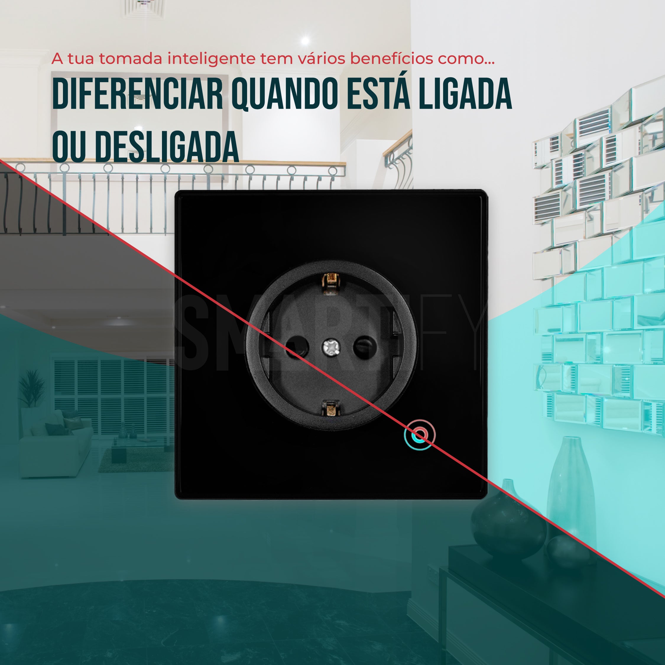 Tomada Inteligente Embutida 16A 3500W WiFi Smartify - Preto - Smartify - Casa Inteligente - Smart Home - Domotica - Casas Inteligentes