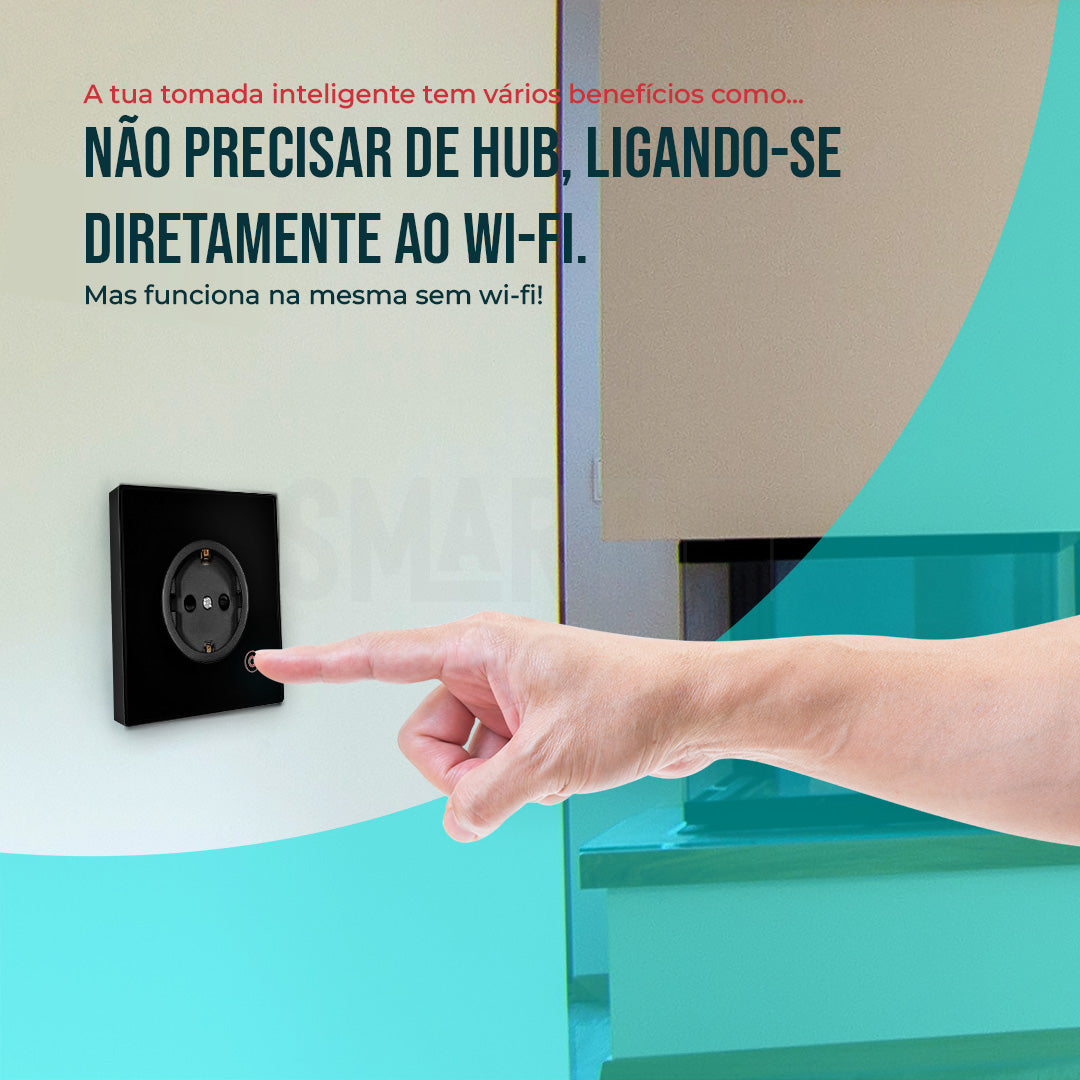 Tomada Inteligente Embutida 16A 3500W WiFi Smartify - Preto - Smartify - Casa Inteligente - Smart Home - Domotica - Casas Inteligentes