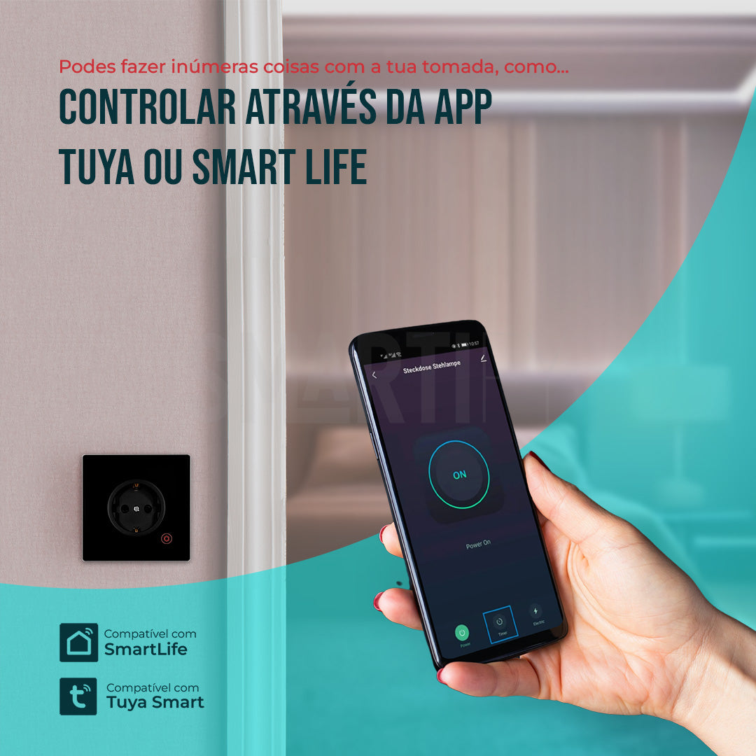 Tomada Inteligente Embutida 16A 3500W WiFi Smartify - Preto - Smartify - Casa Inteligente - Smart Home - Domotica - Casas Inteligentes
