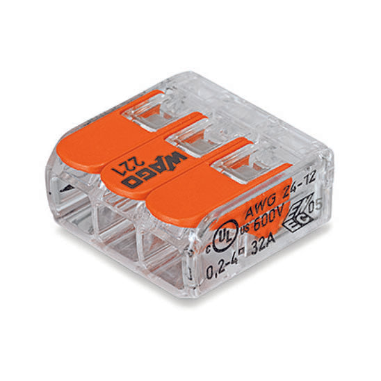 Wago Ligador de 3 braçadeiras para fios unifilares e multifilares