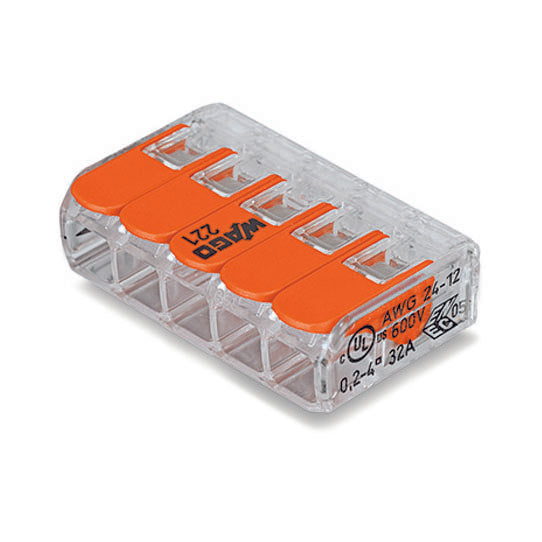 Wago Ligador de 5 braçadeiras para fios unifilares e multifilares