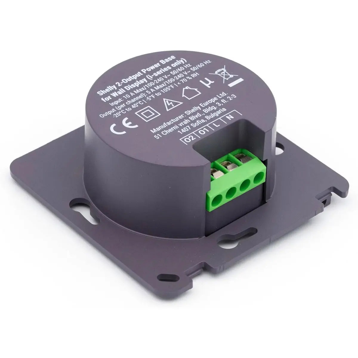 Shelly 2-Output Power Base for Wall Display - Base de alimentación con 2 relés de 5A para Wall Display i-series - Imagen 1