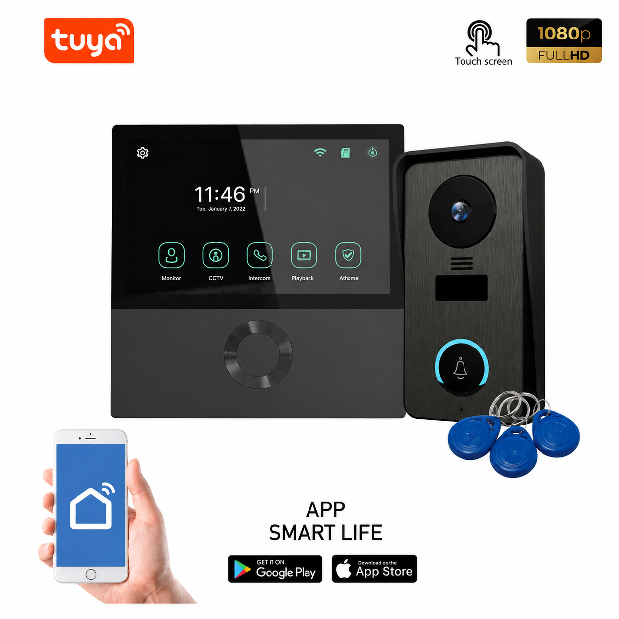 Moes MOMYHOME-WM7 Kit Videoporteiro WiFi 7 4 Fios - Vista frontal